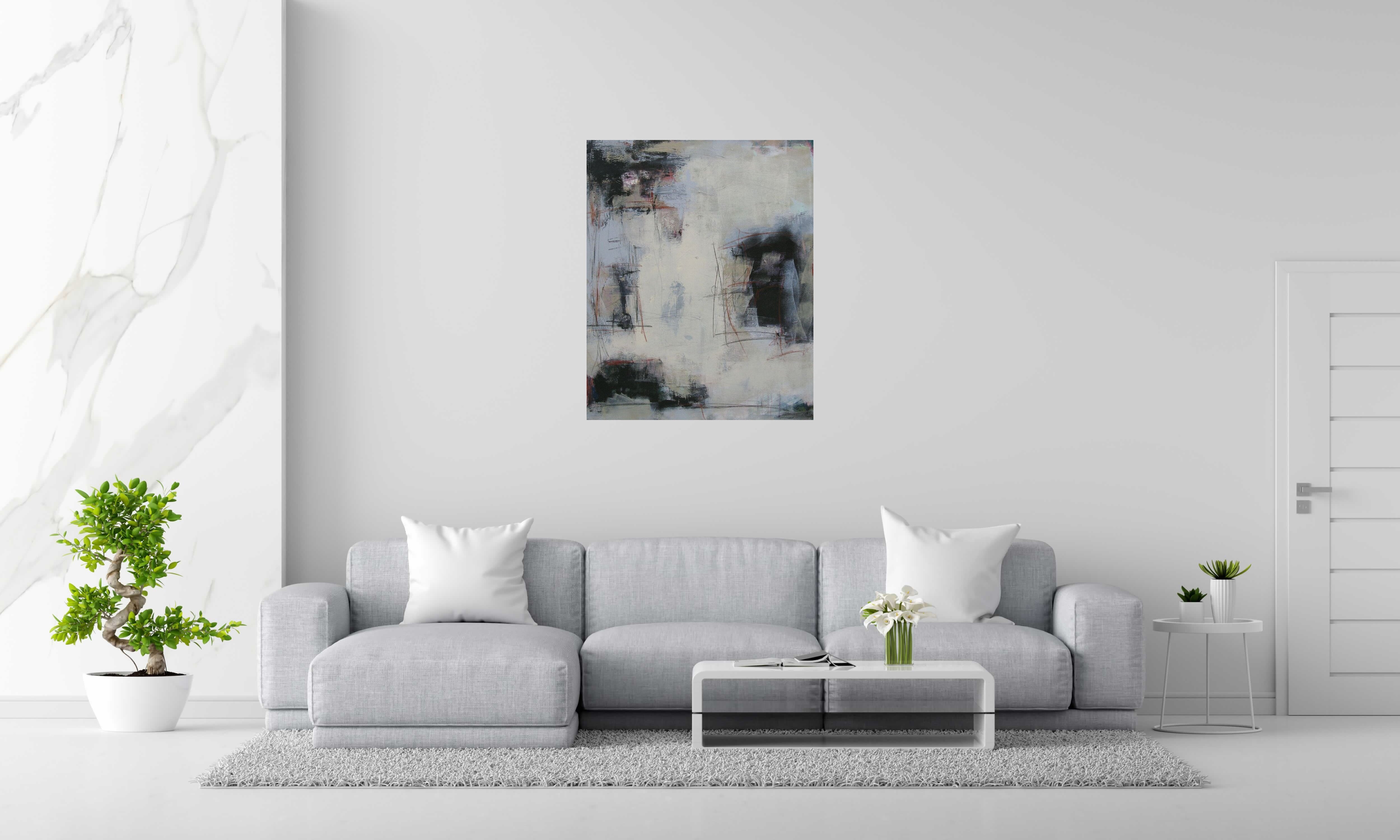 Tableau de TANIA CARRARA a pour titre Nuances Crème et noir style abstrait dim : TANIA CARRARAprix:950