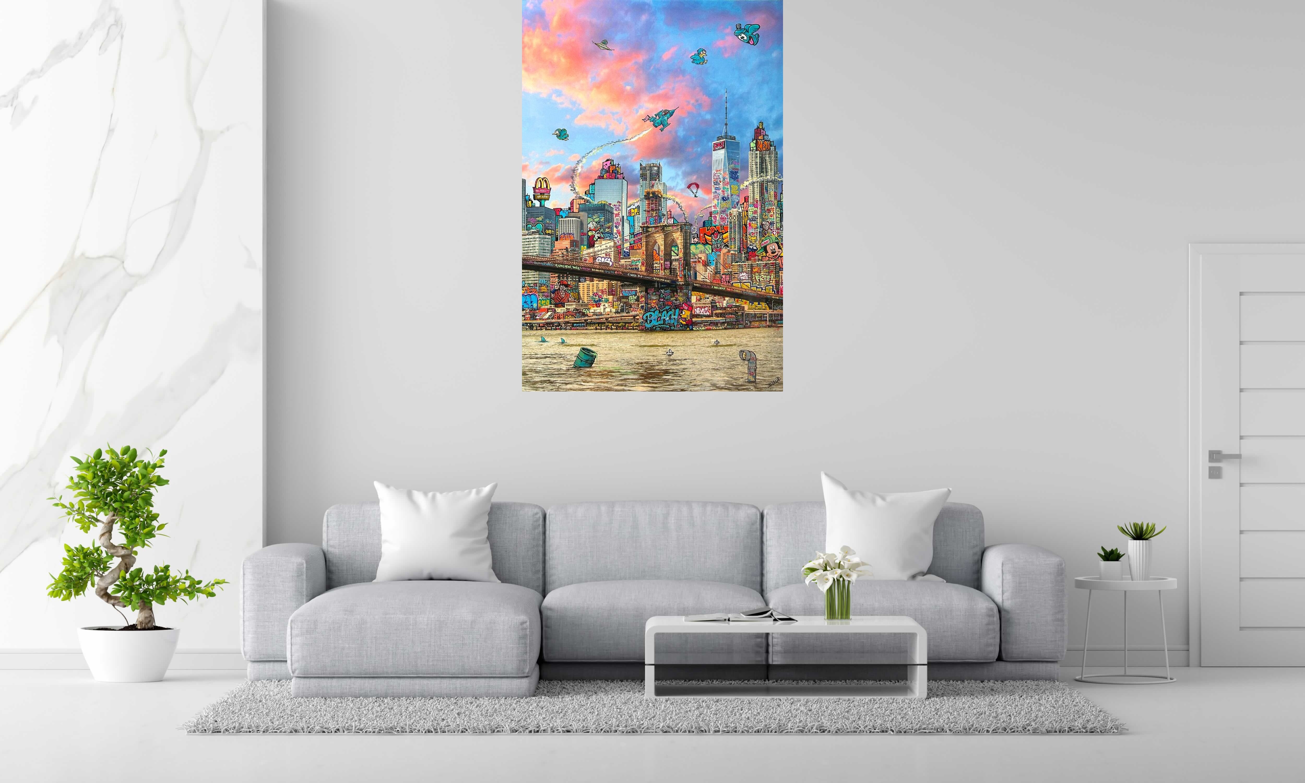 Tableau de BLACH a pour titre New York ultimate 2026 style graffiti, street art dim : BLACHprix:1500