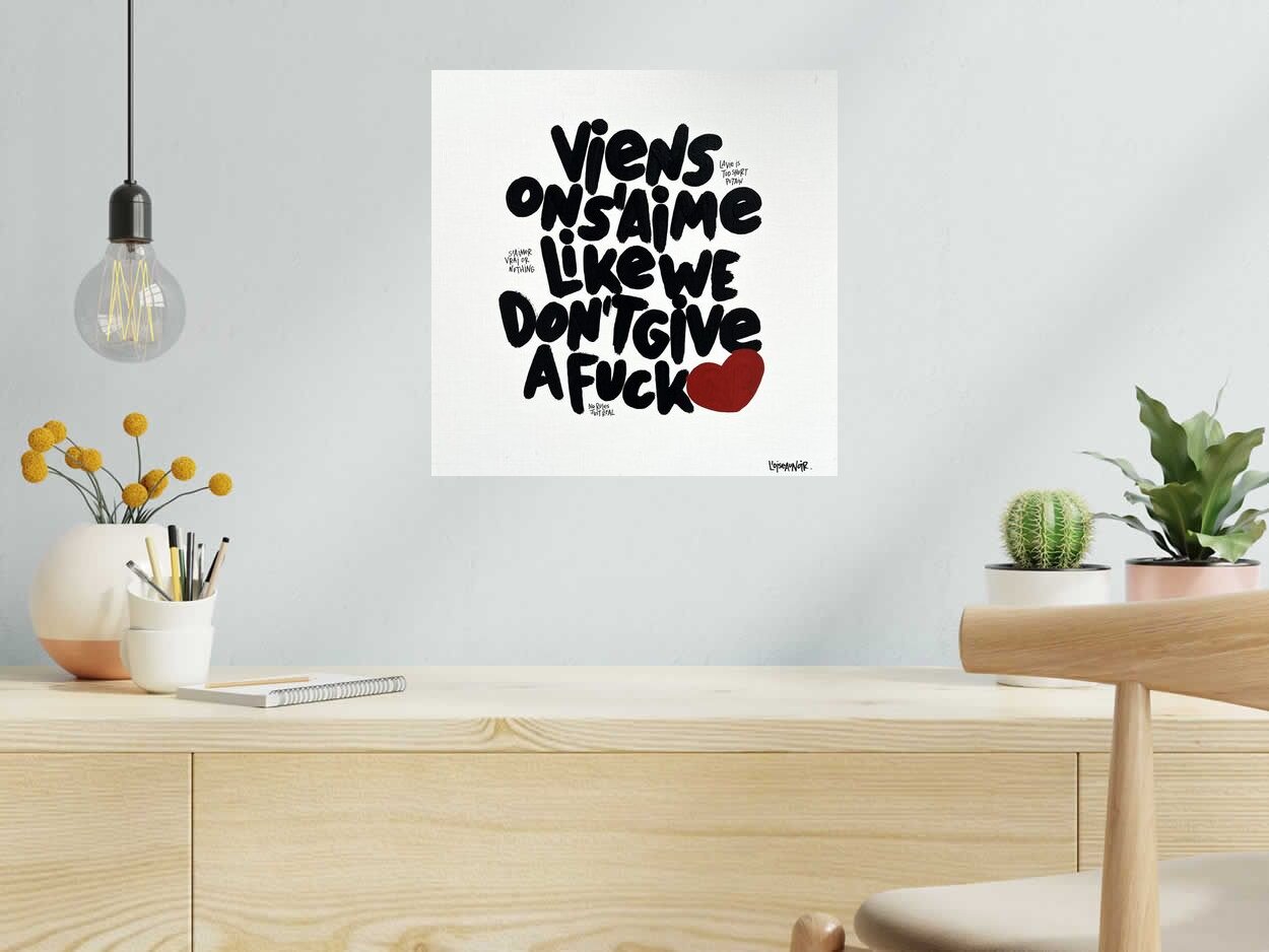 Tableau de L'OISEAU NOIR a pour titre Give a fuck style graphique dim : L'OISEAU NOIRprix:320