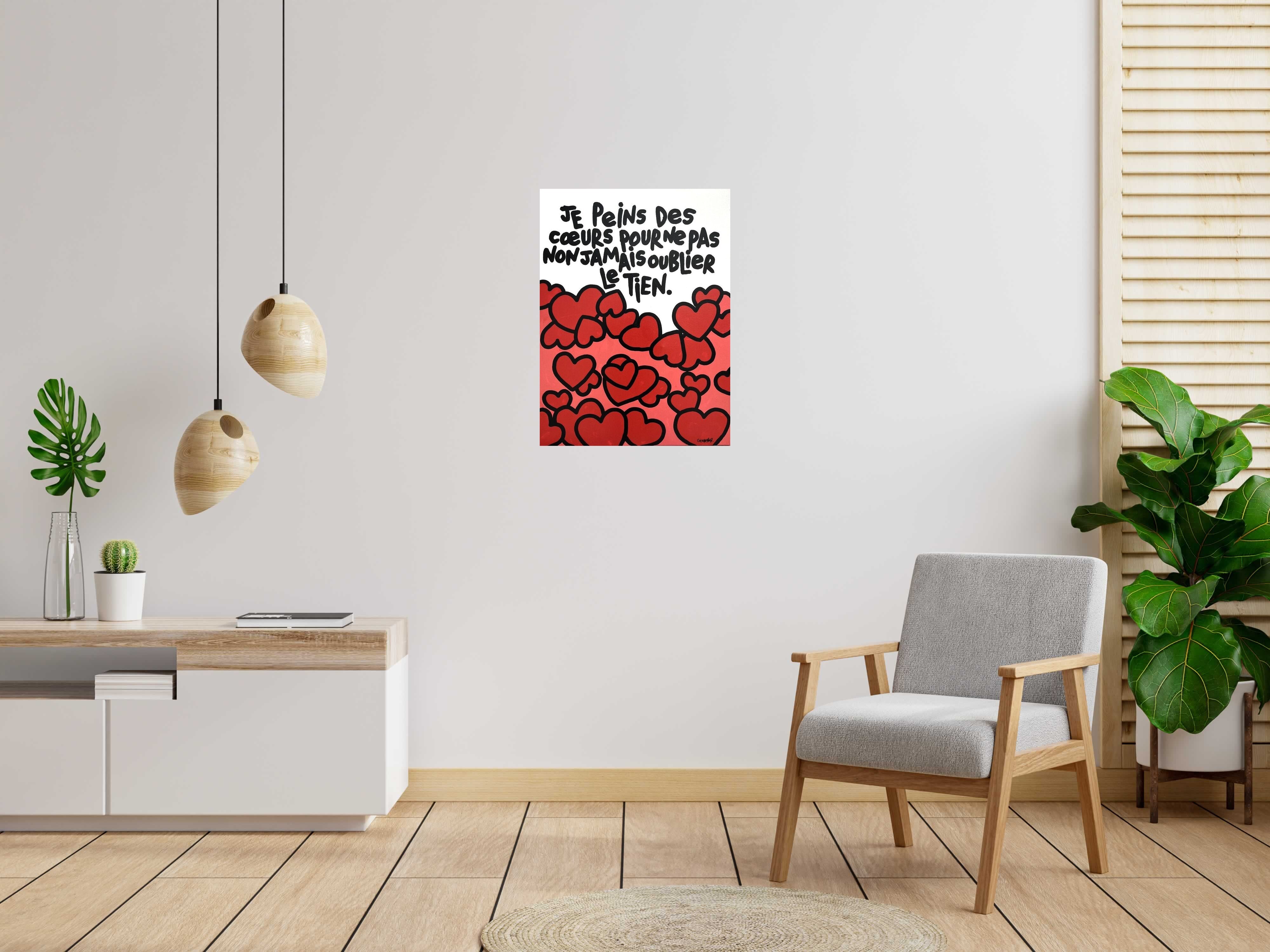 Tableau de L'OISEAU NOIR a pour titre Je peins des coeurs style graphique dim : L'OISEAU NOIRprix:750