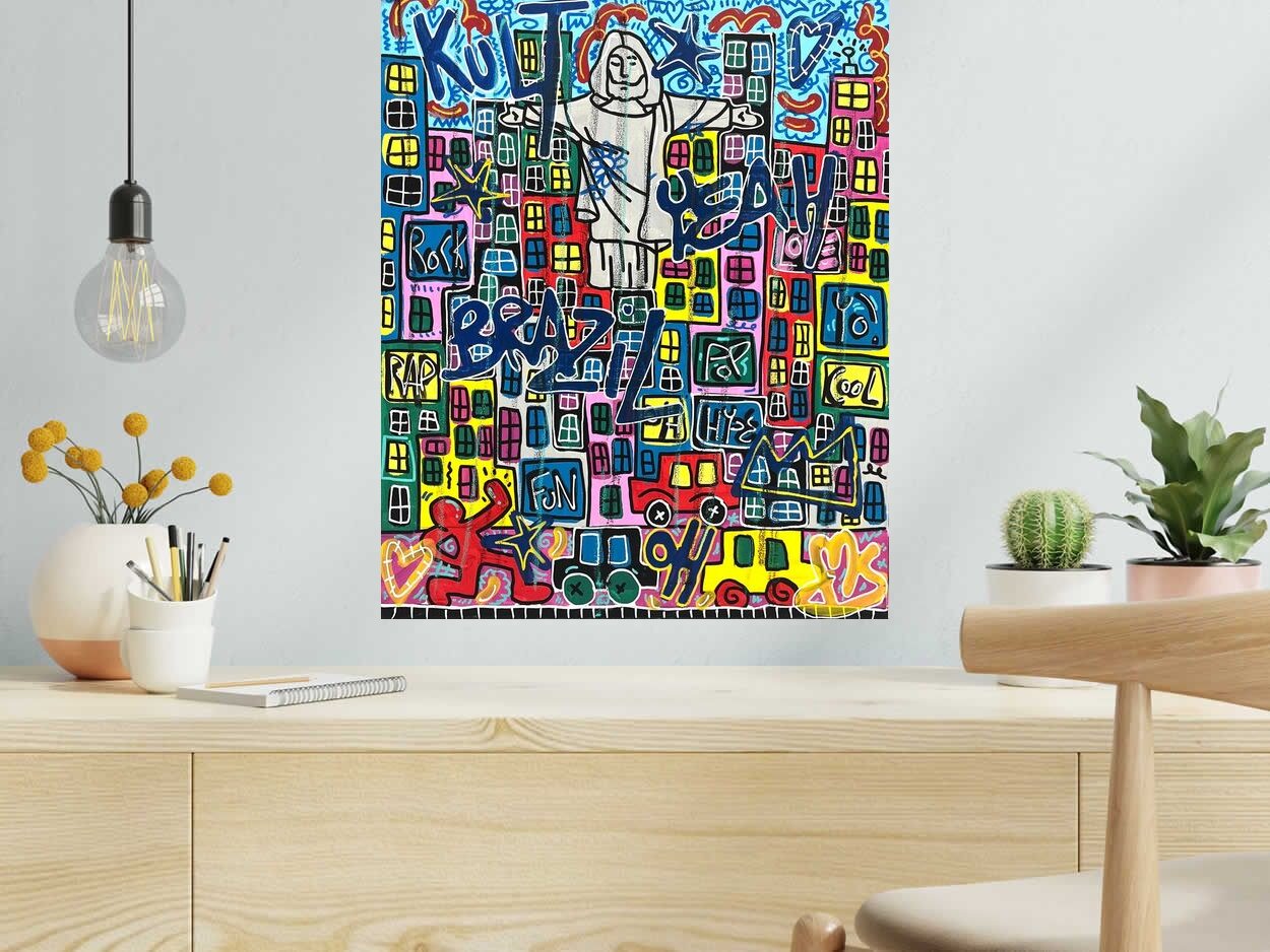 Tableau de RICO SAB a pour titre Hello Brazil style street pop art, street art dim : RICO SABprix:290