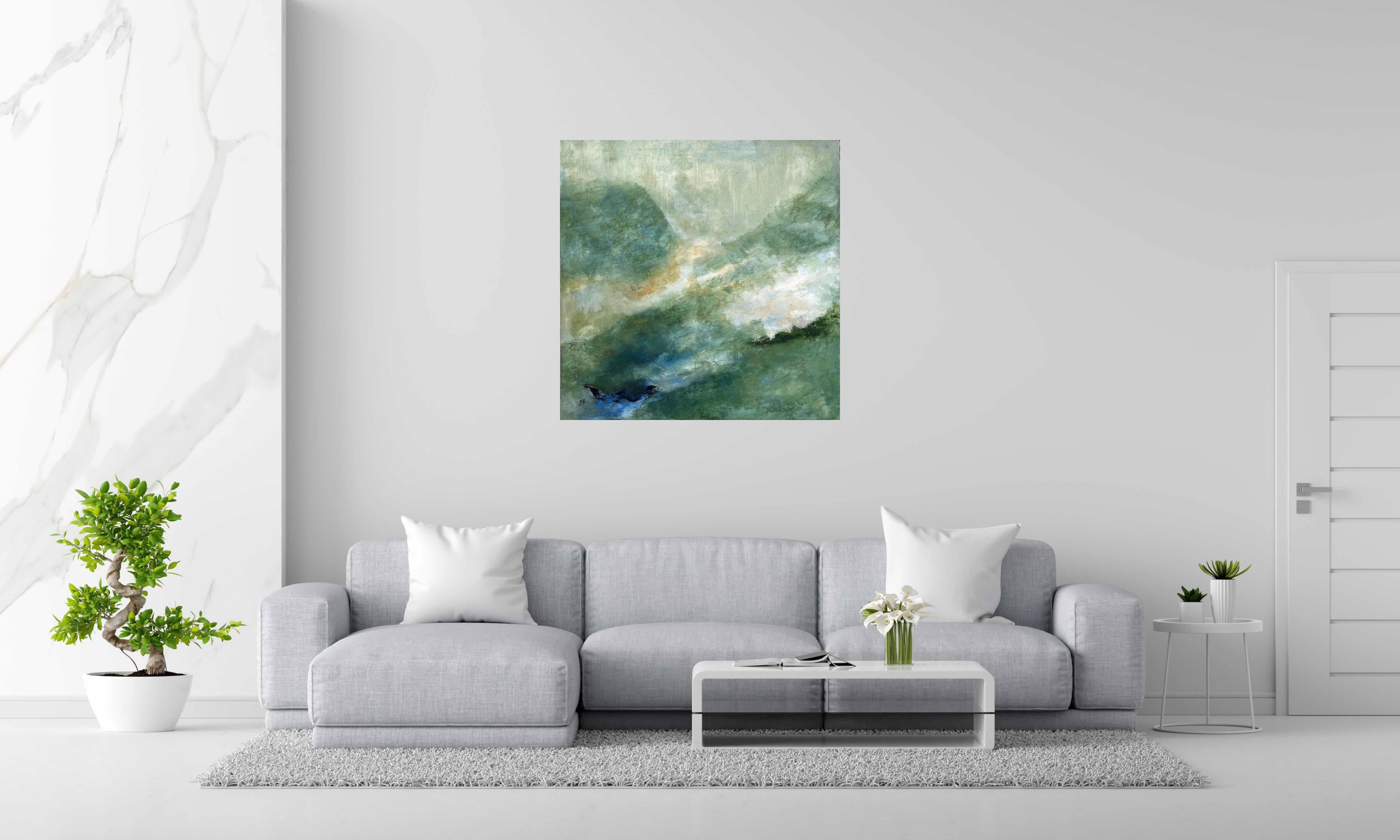 Tableau de PASCALE JACQUEMOND a pour titre Verts style abstrait dim : PASCALE JACQUEMONDprix:850
