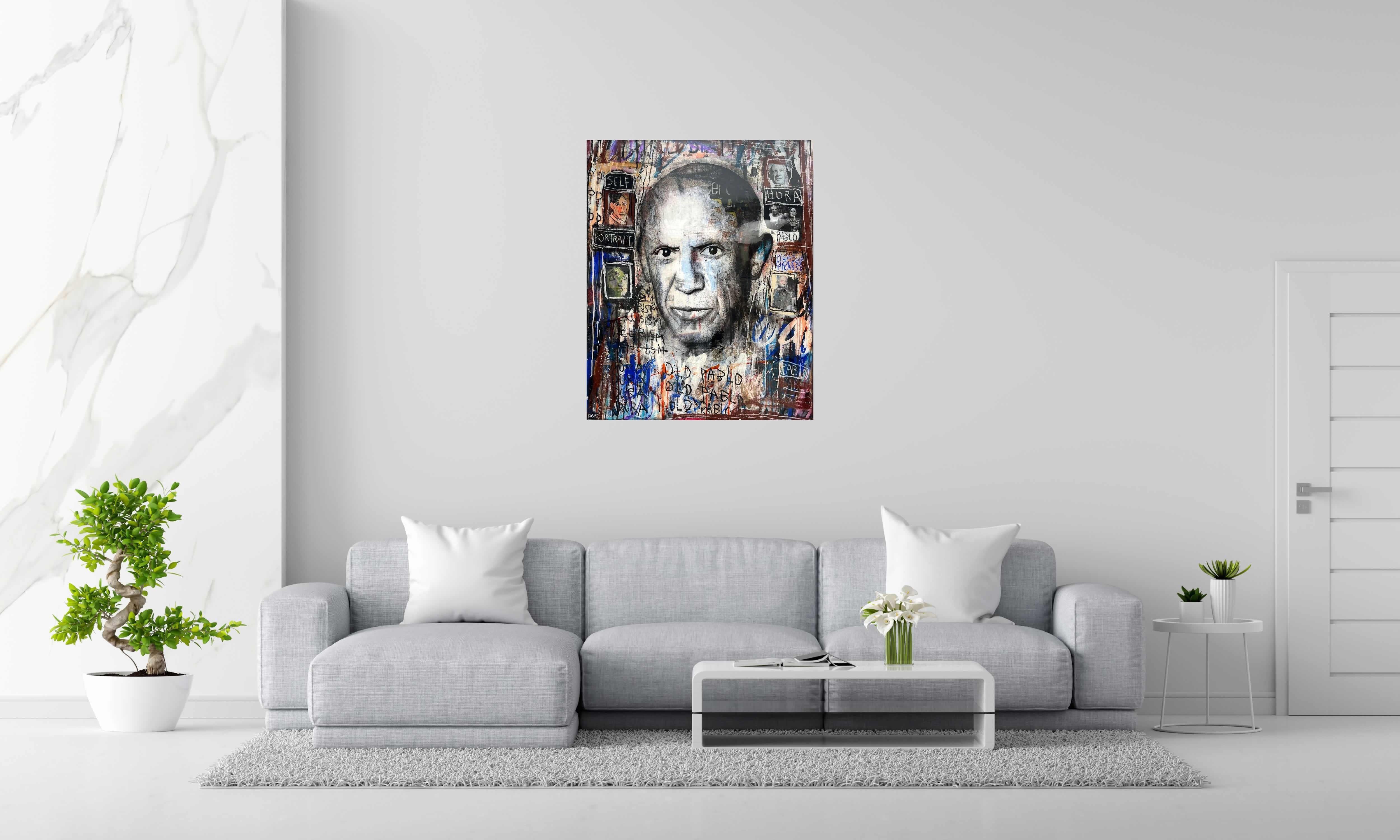 Tableau de THIERRY RASINE a pour titre Pablo style street pop art dim : THIERRY RASINEprix:1400