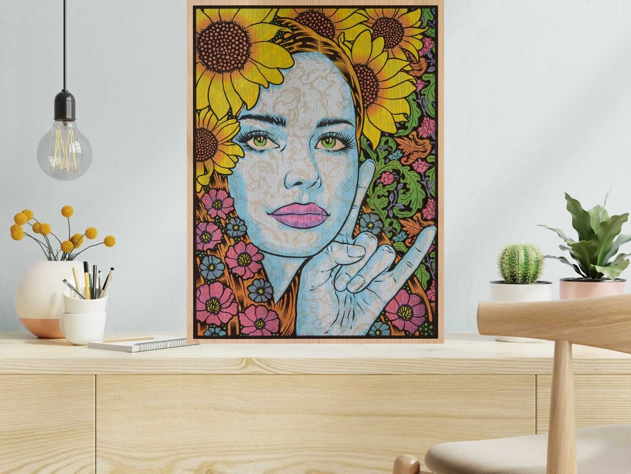 Tableau de CHUCK SPERRY a pour titre THE BACCHANTE WOOD PANEL AP style expo chuck dim : CHUCK SPERRYprix:2500