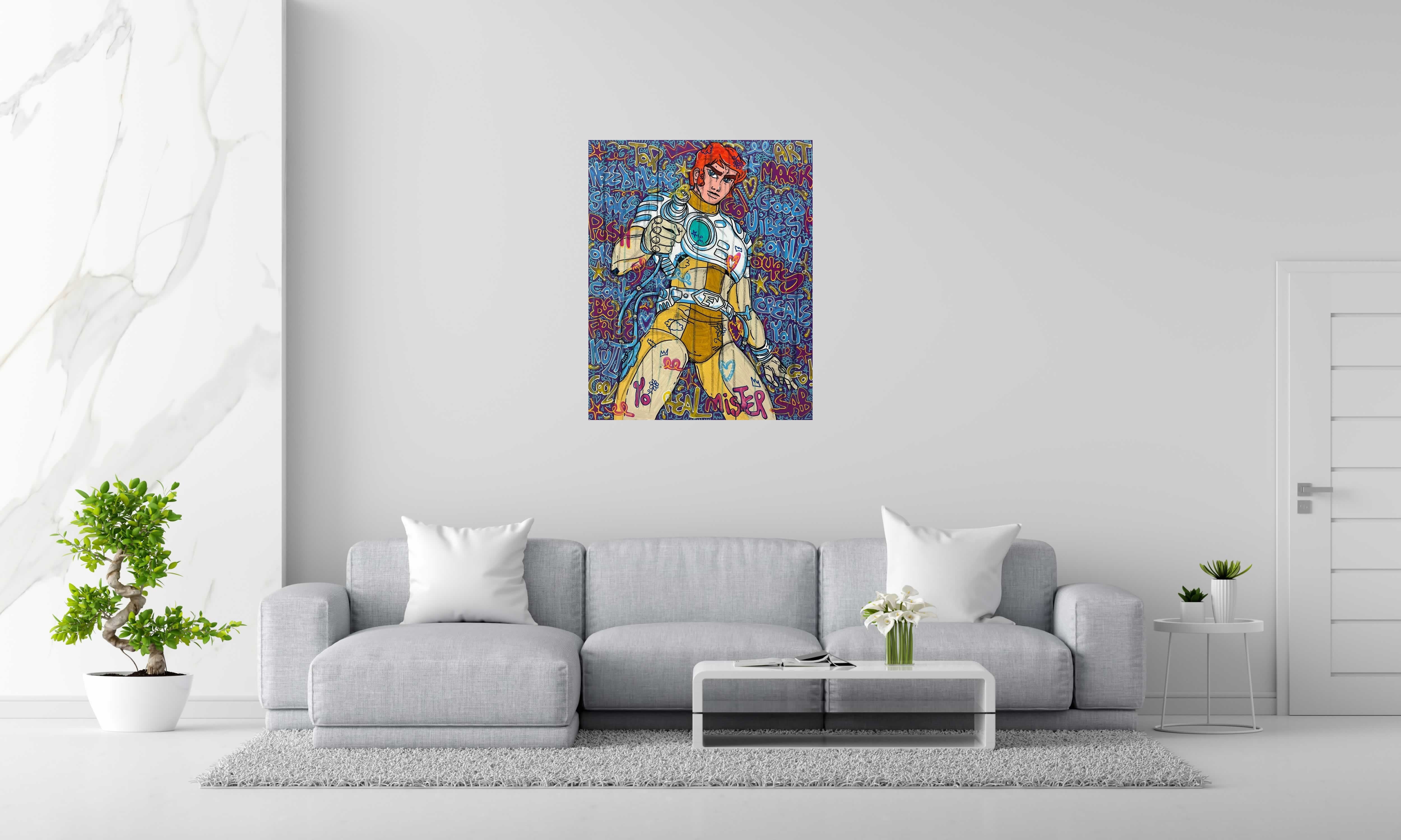 Tableau de RICO SAB a pour titre Good Vibes K'ptain style street pop art, street art dim : RICO SABprix:800