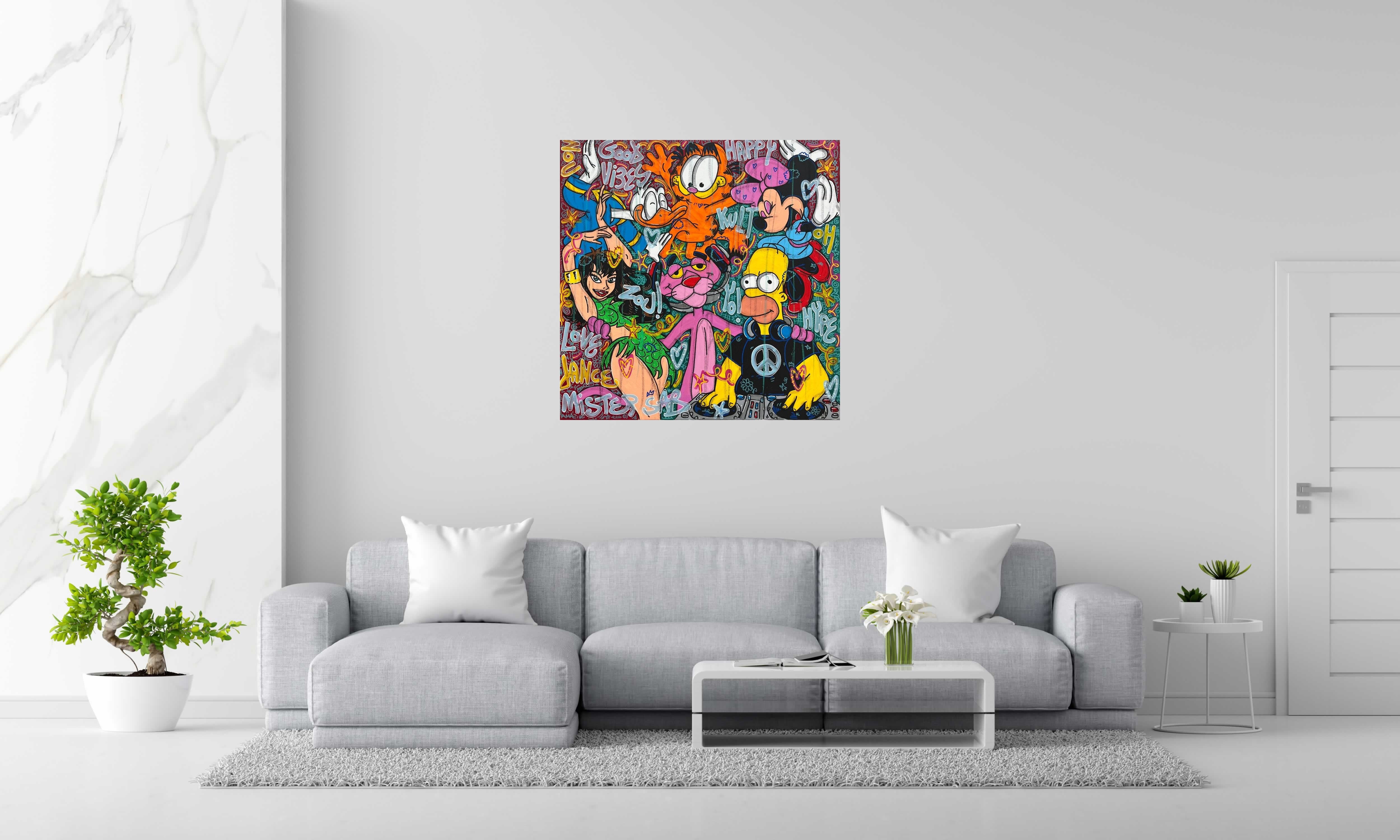 Tableau de RICO SAB a pour titre Good Vibes Only style street pop art, street art dim : RICO SABprix:950