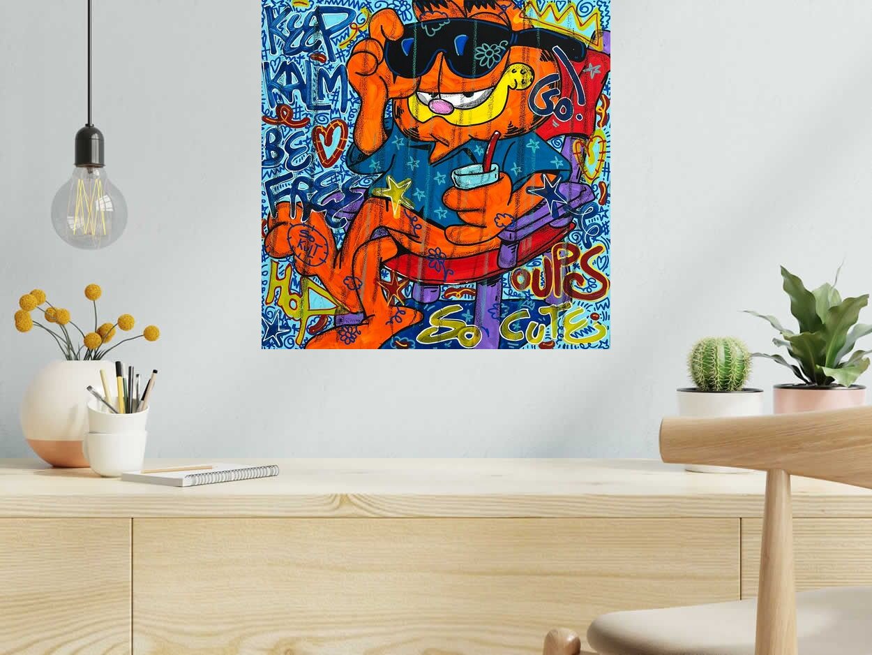 Tableau de RICO SAB a pour titre Keep Kalm, Be Free style street pop art, street art dim : RICO SABprix:250