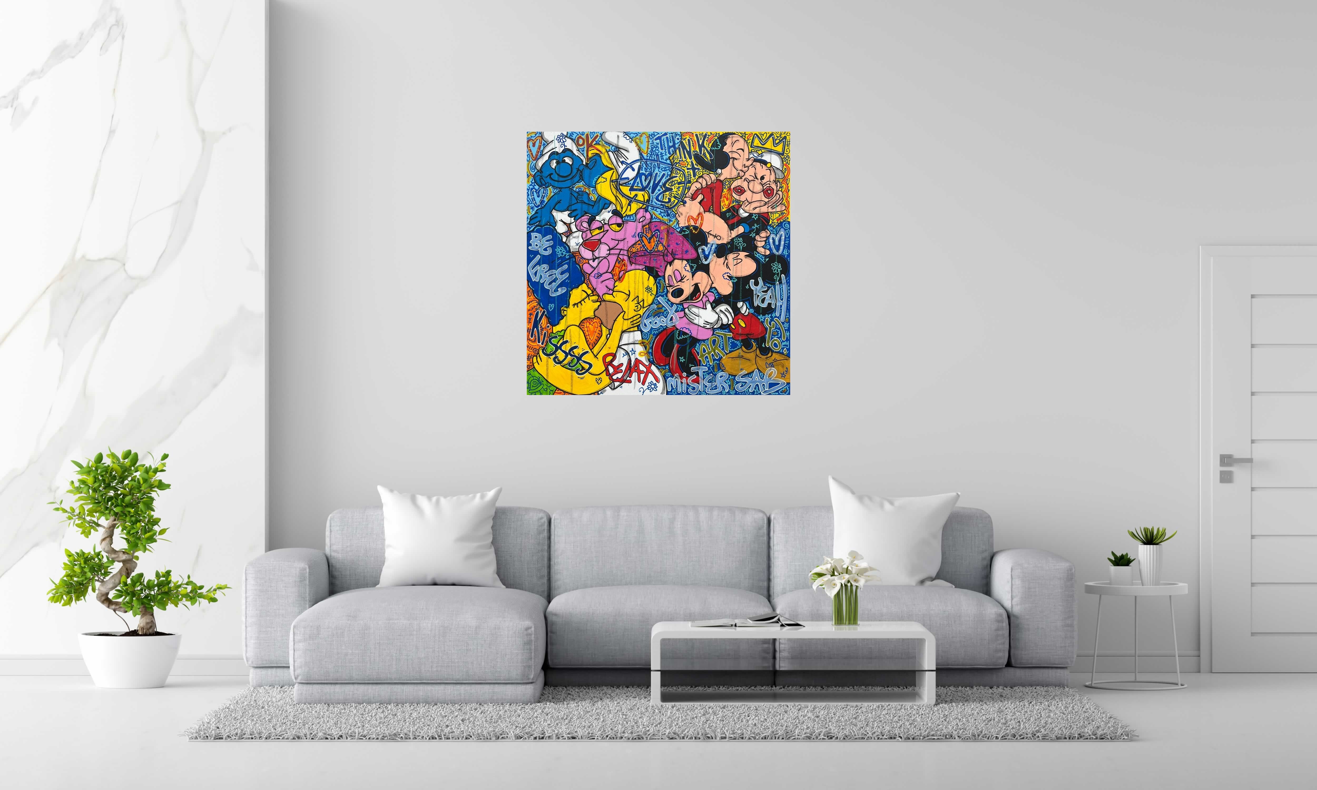 Tableau de RICO SAB a pour titre LOVE style street pop art, street art dim : RICO SABprix:950