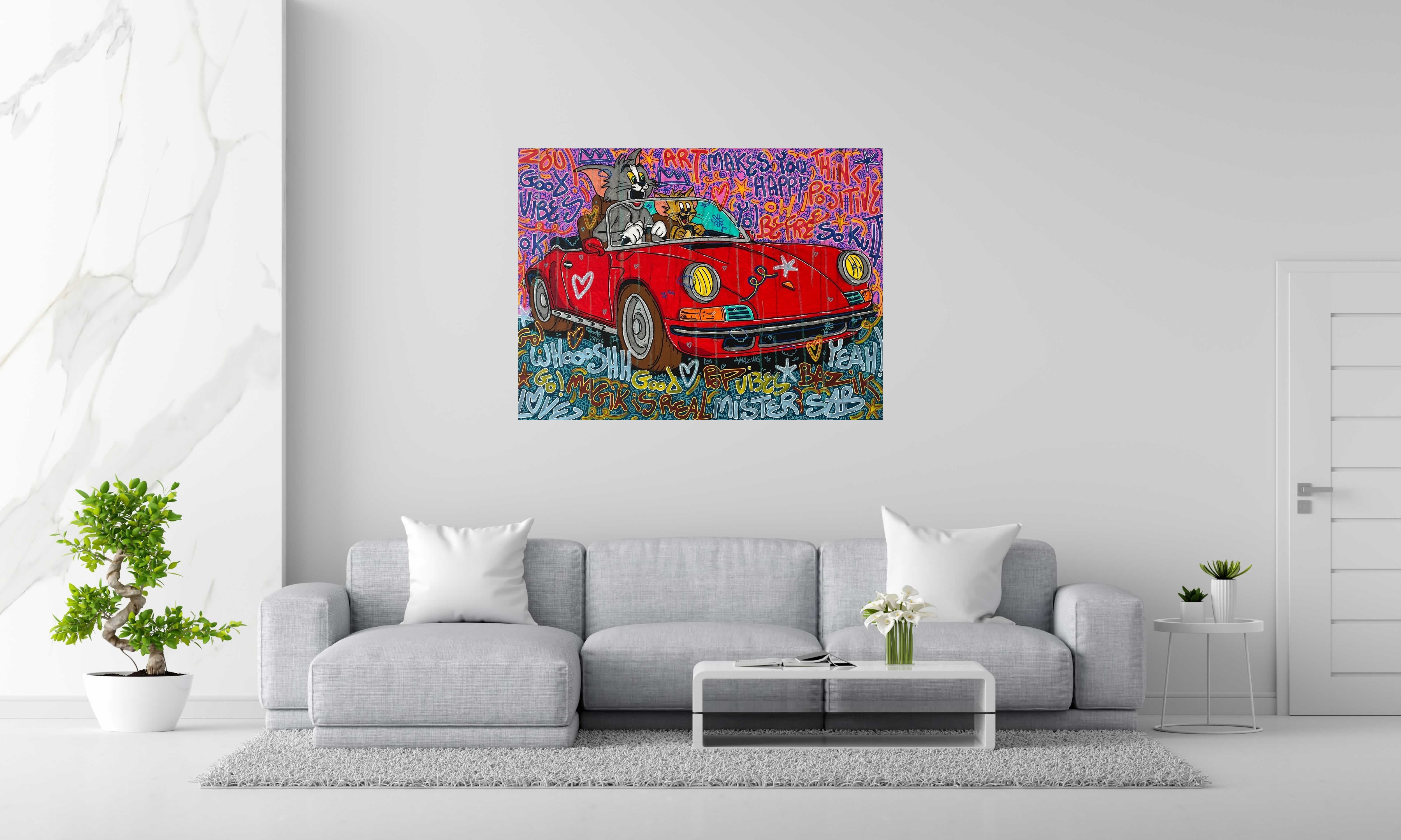 Tableau de RICO SAB a pour titre Makes You Happy style street pop art, street art dim : RICO SABprix:1350