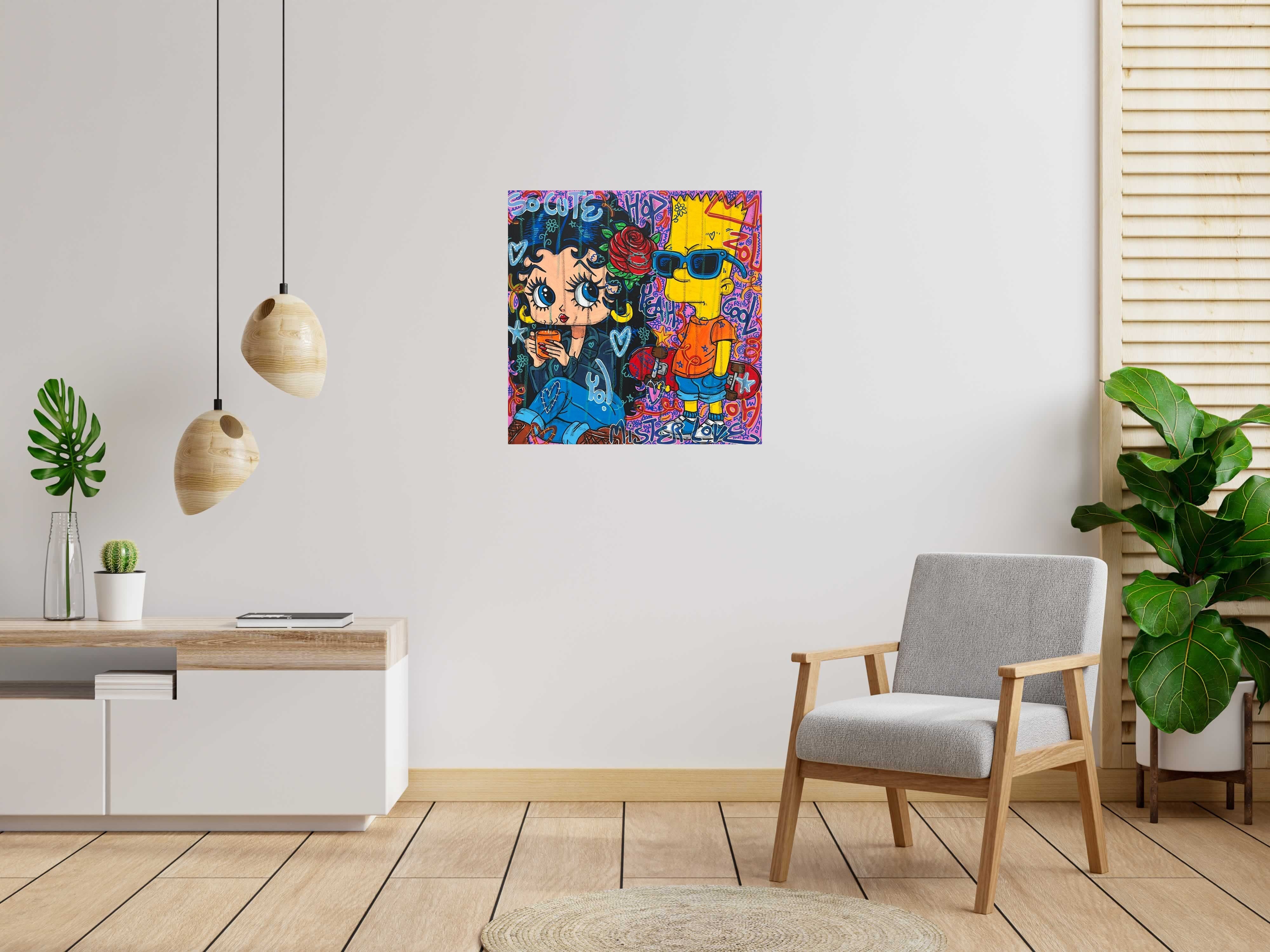 Tableau de RICO SAB a pour titre So Cute Yo! style street pop art, street art dim : RICO SABprix:600