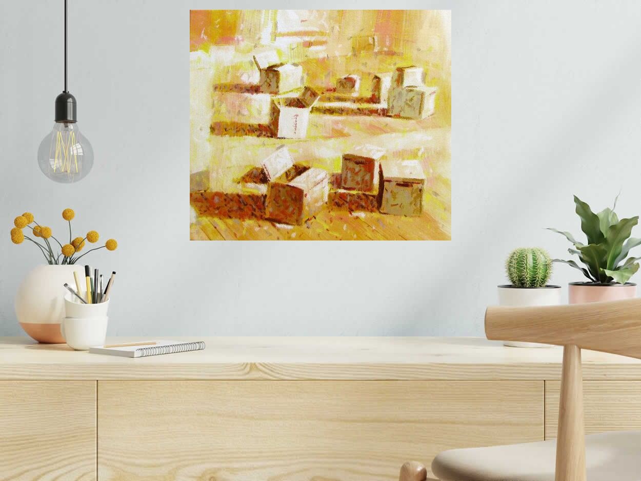 Tableau de HEATON RUDYARD a pour titre DEMENAGEMENT style figuratif dim : HEATON RUDYARDprix:240