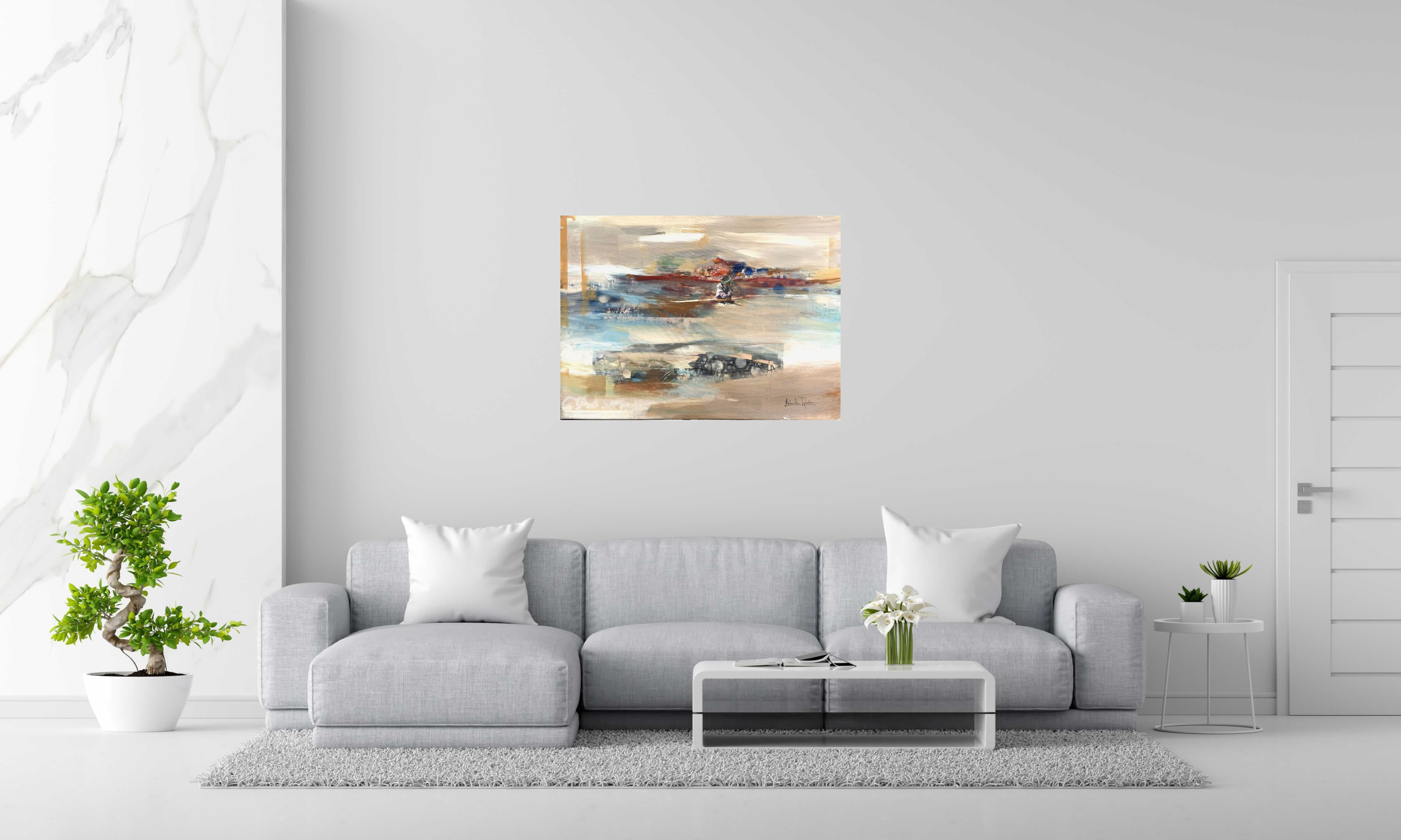 Tableau de ARANCHA TEJEDOR a pour titre BATEAU style abstrait dim : ARANCHA TEJEDORprix:700