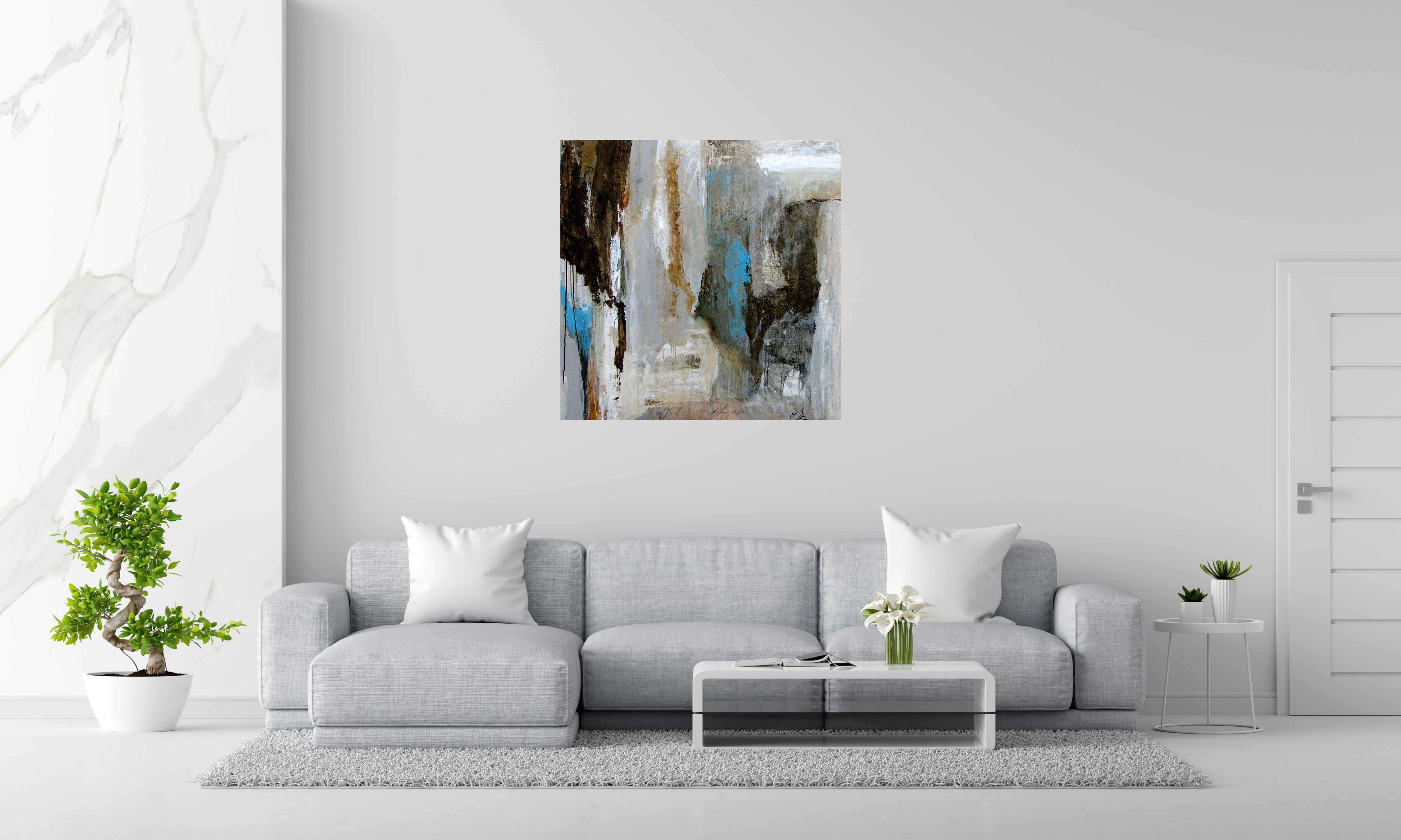 Tableau de MICHELLE BOISSONOT a pour titre TERRE ET MER style abstrait dim : MICHELLE BOISSONOTprix:850