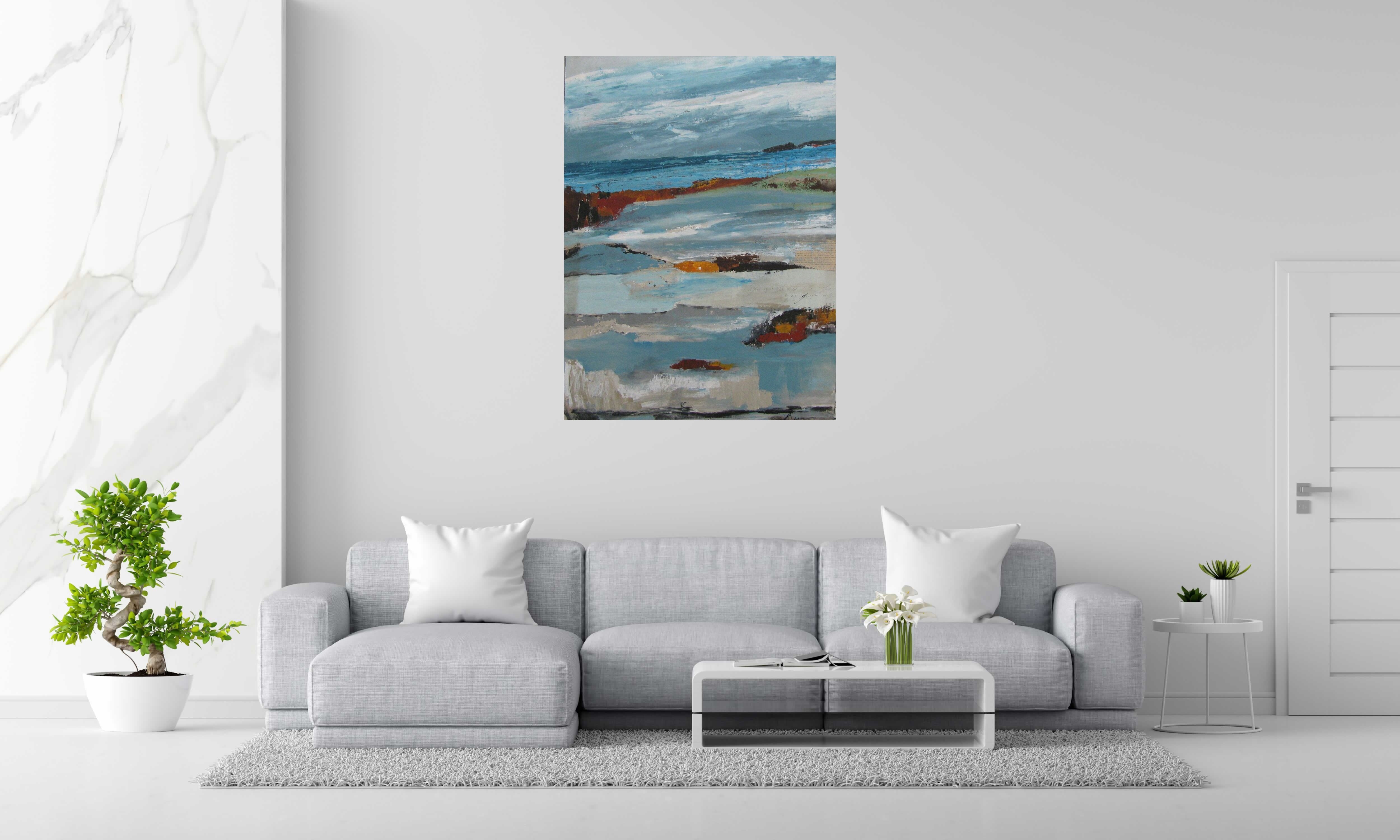 Tableau de MICHELLE BOISSONOT a pour titre IMPRESSIONS SALINES style abstrait dim : MICHELLE BOISSONOTprix:850