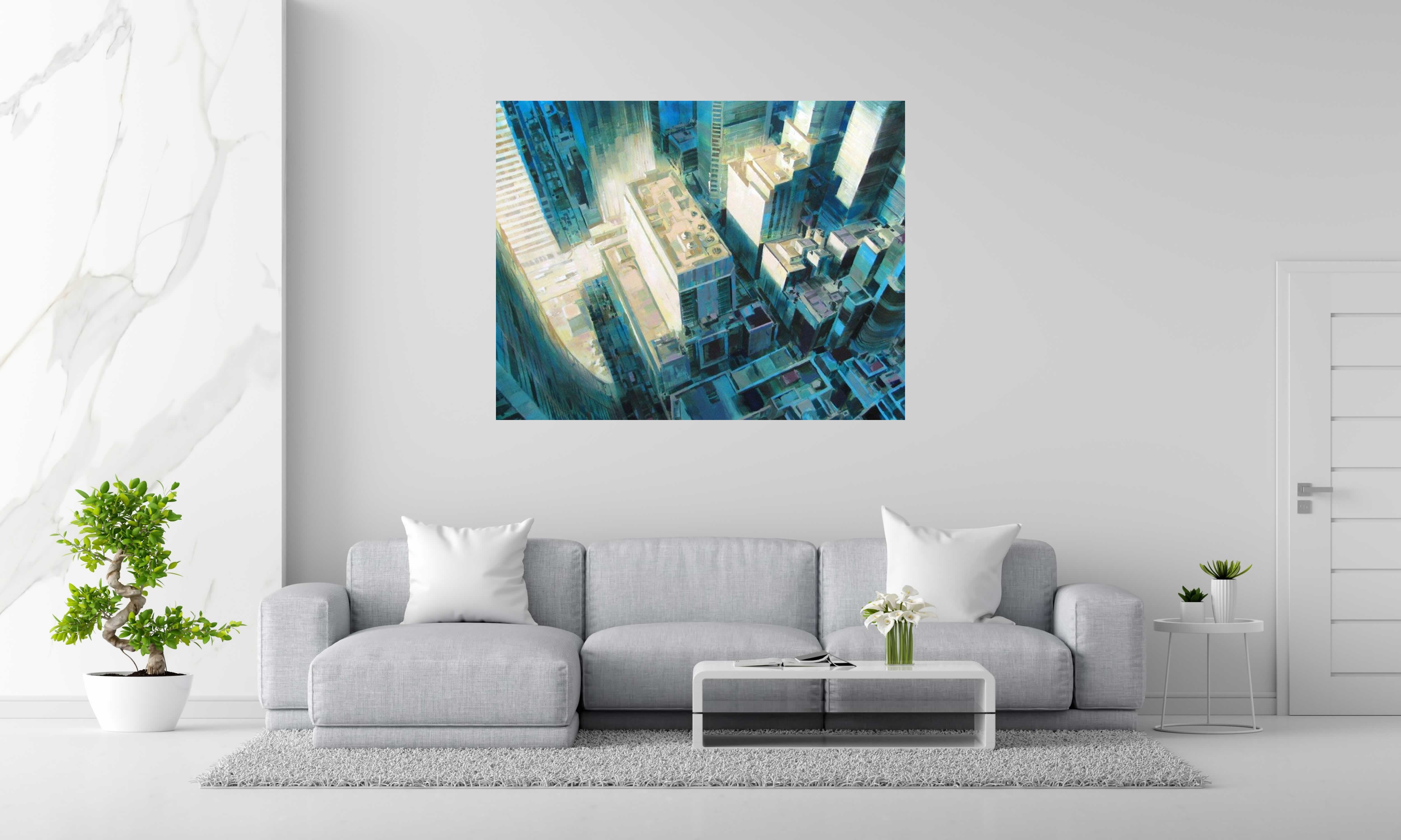 Tableau de HEATON RUDYARD a pour titre GREEN SKYLINE style figuratif dim : HEATON RUDYARDprix:2100