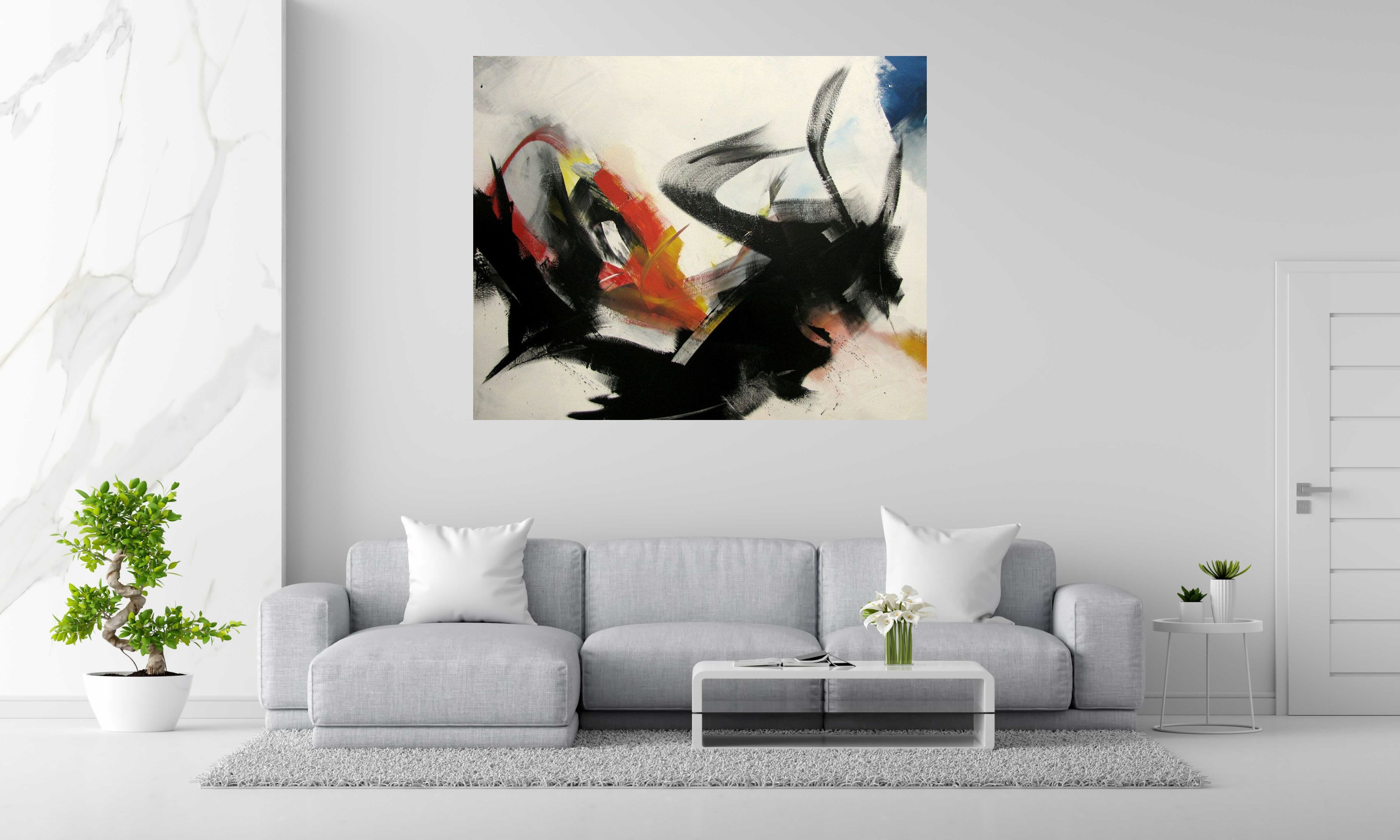 Tableau de JM BARROIS a pour titre SANS TITRE style abstrait dim : JM BARROISprix:1600