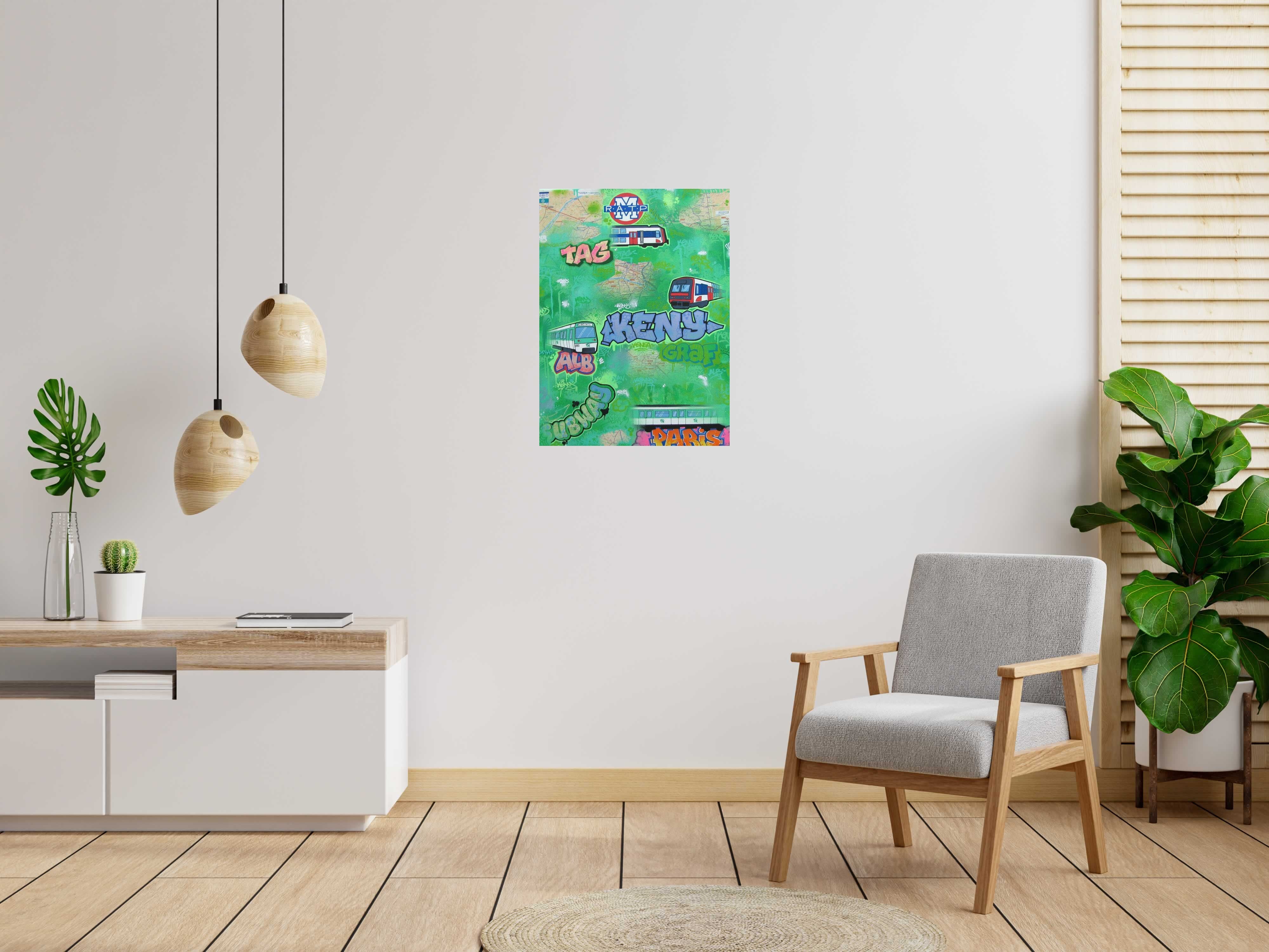 Tableau de KENY a pour titre RATP PARIS style street art, graphique dim : KENYprix:450