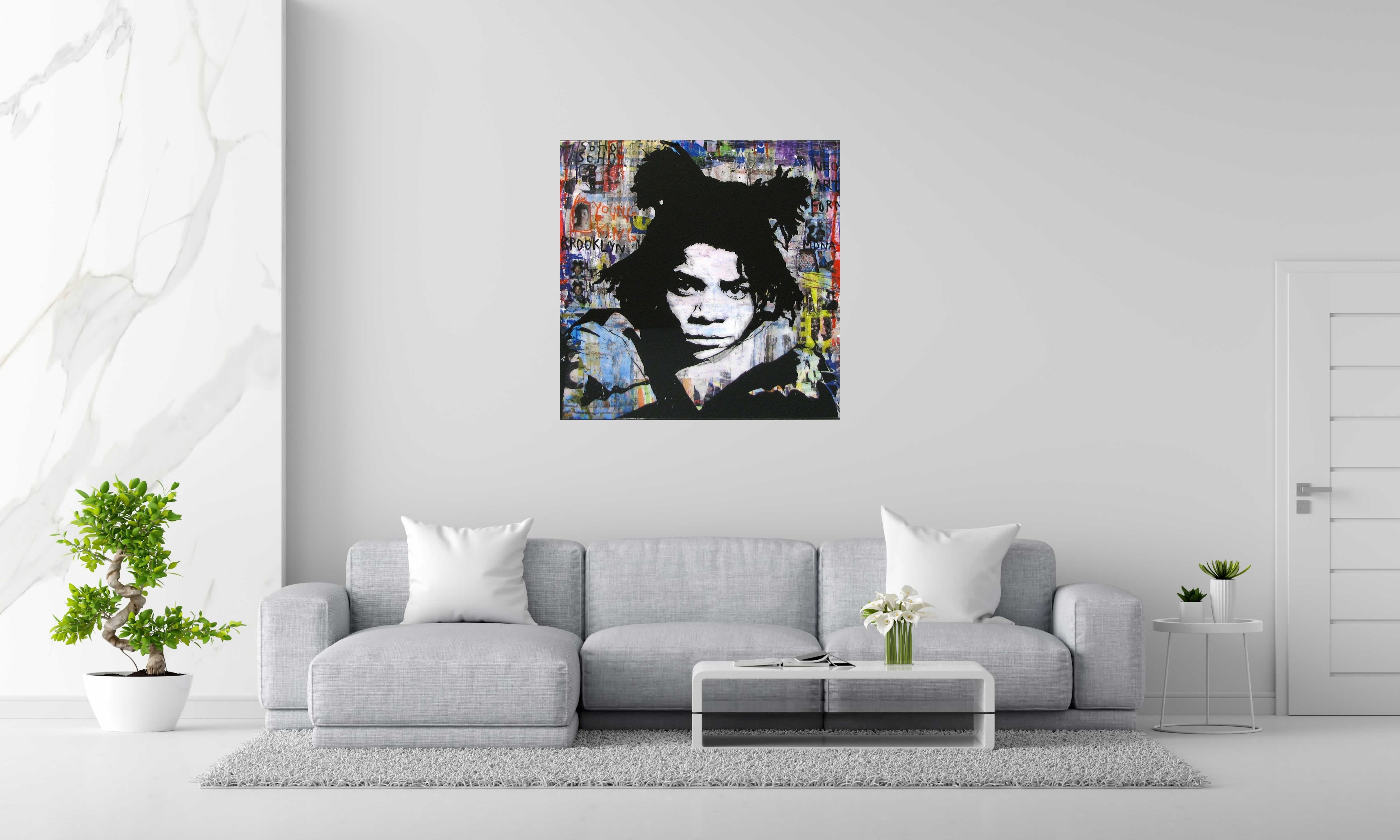 Tableau de THIERRY RASINE a pour titre YOUNG KING style street pop art, street art dim : THIERRY RASINEprix:1250