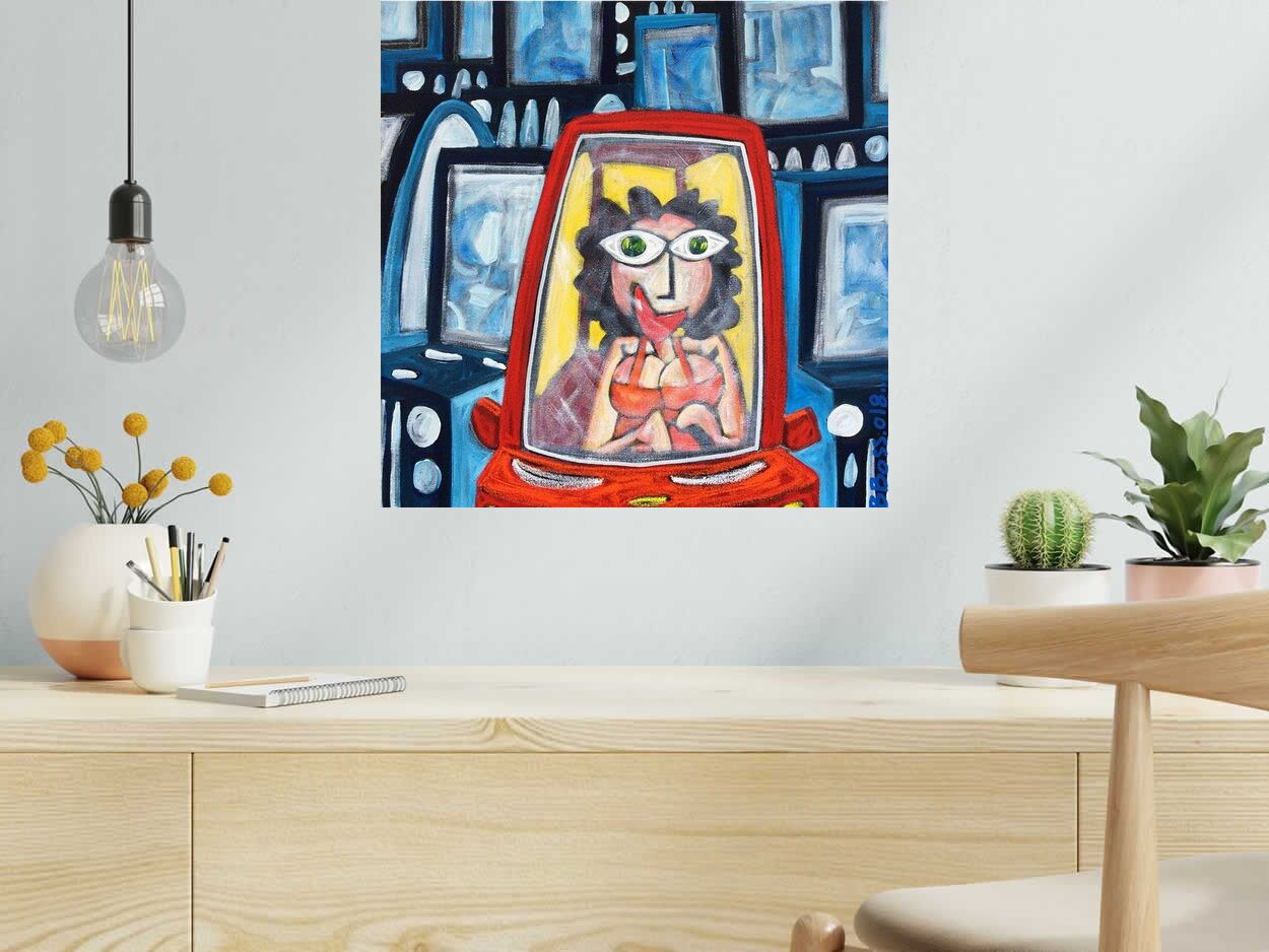 Tableau de B BOSS a pour titre JEANNETTE style figuratif dim : B BOSSprix: