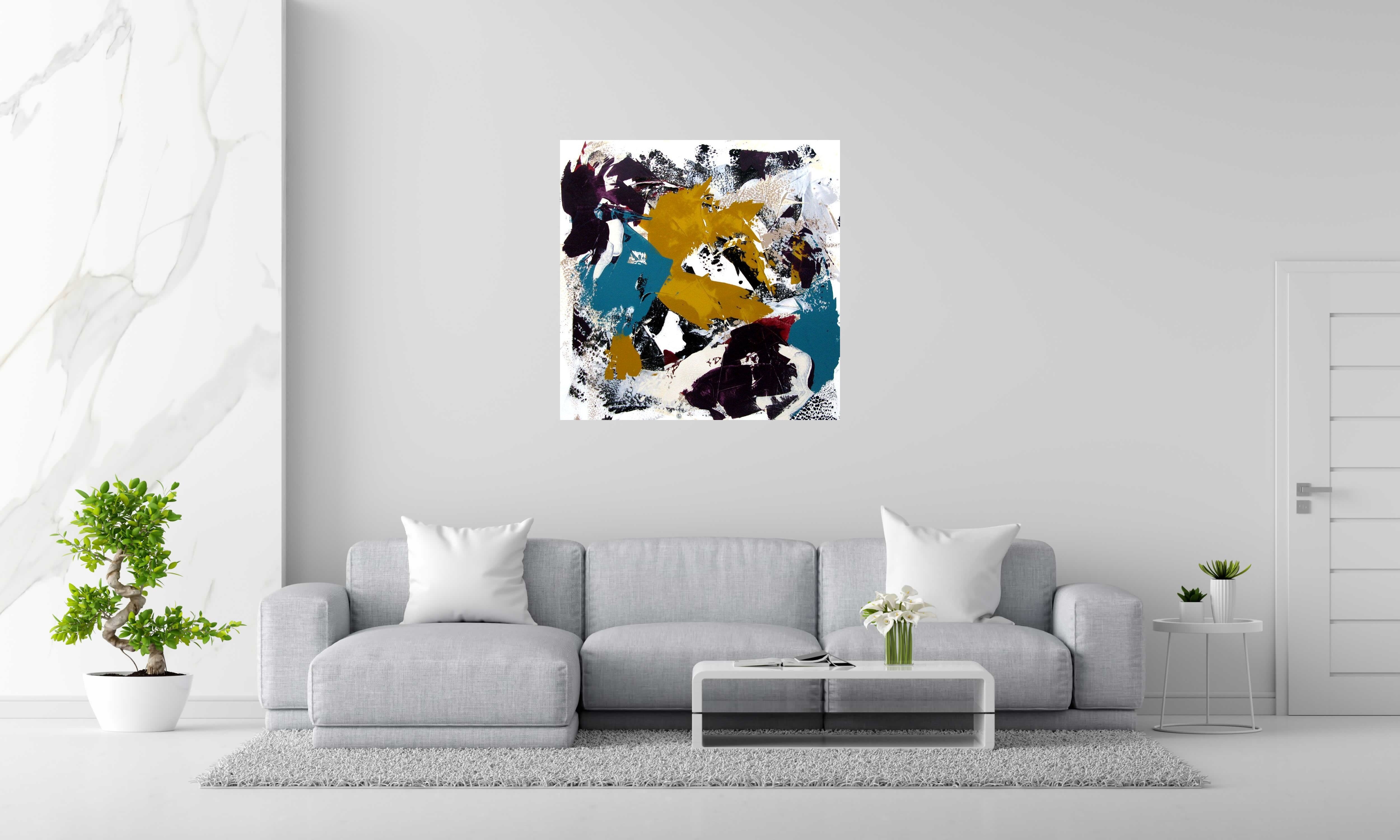 Tableau de CELINE WEBER a pour titre SAFRAN 5 style abstrait dim : CELINE WEBERprix: