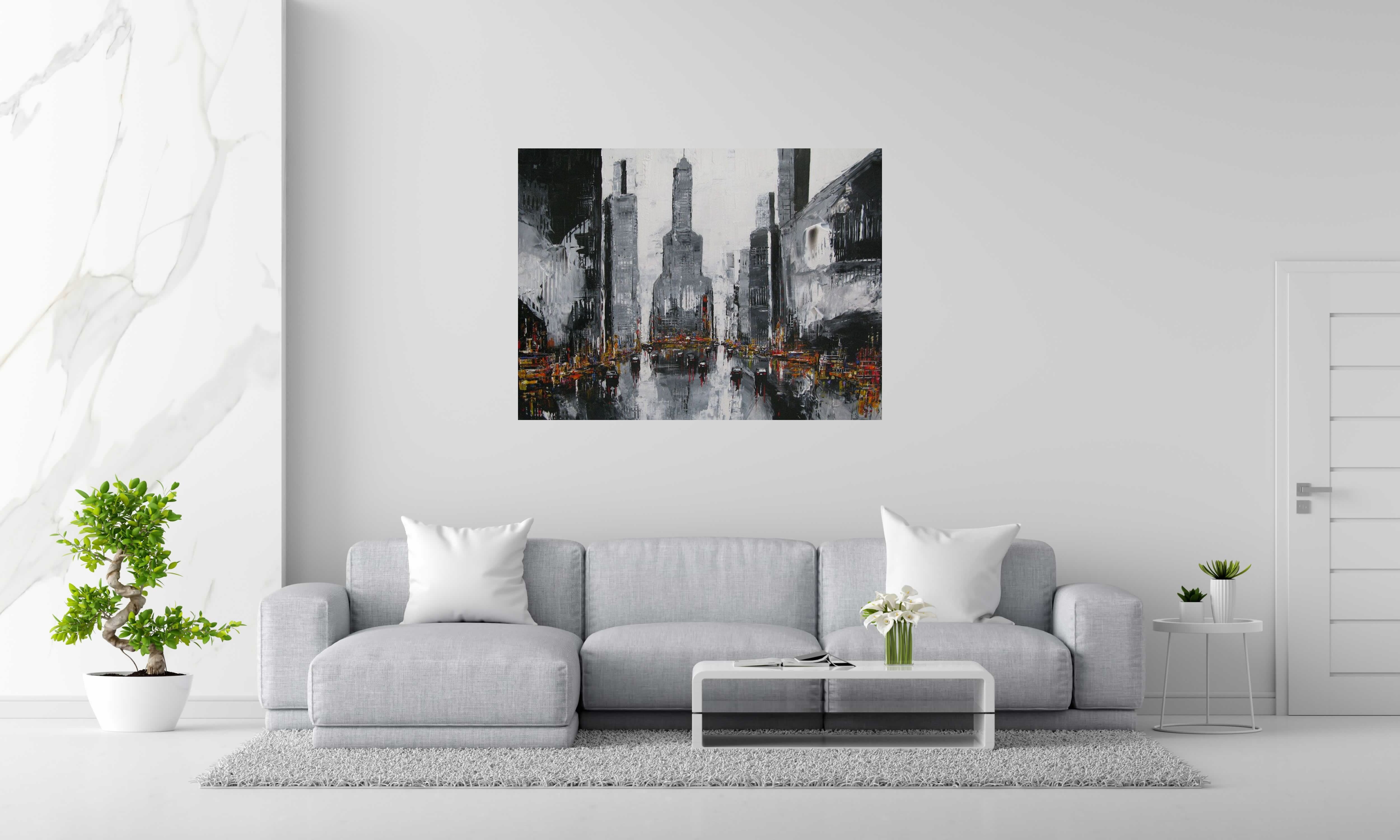 Tableau de F. BOUTET a pour titre GREY MANHATTAN 3 style figuratif dim : F. BOUTETprix:1100