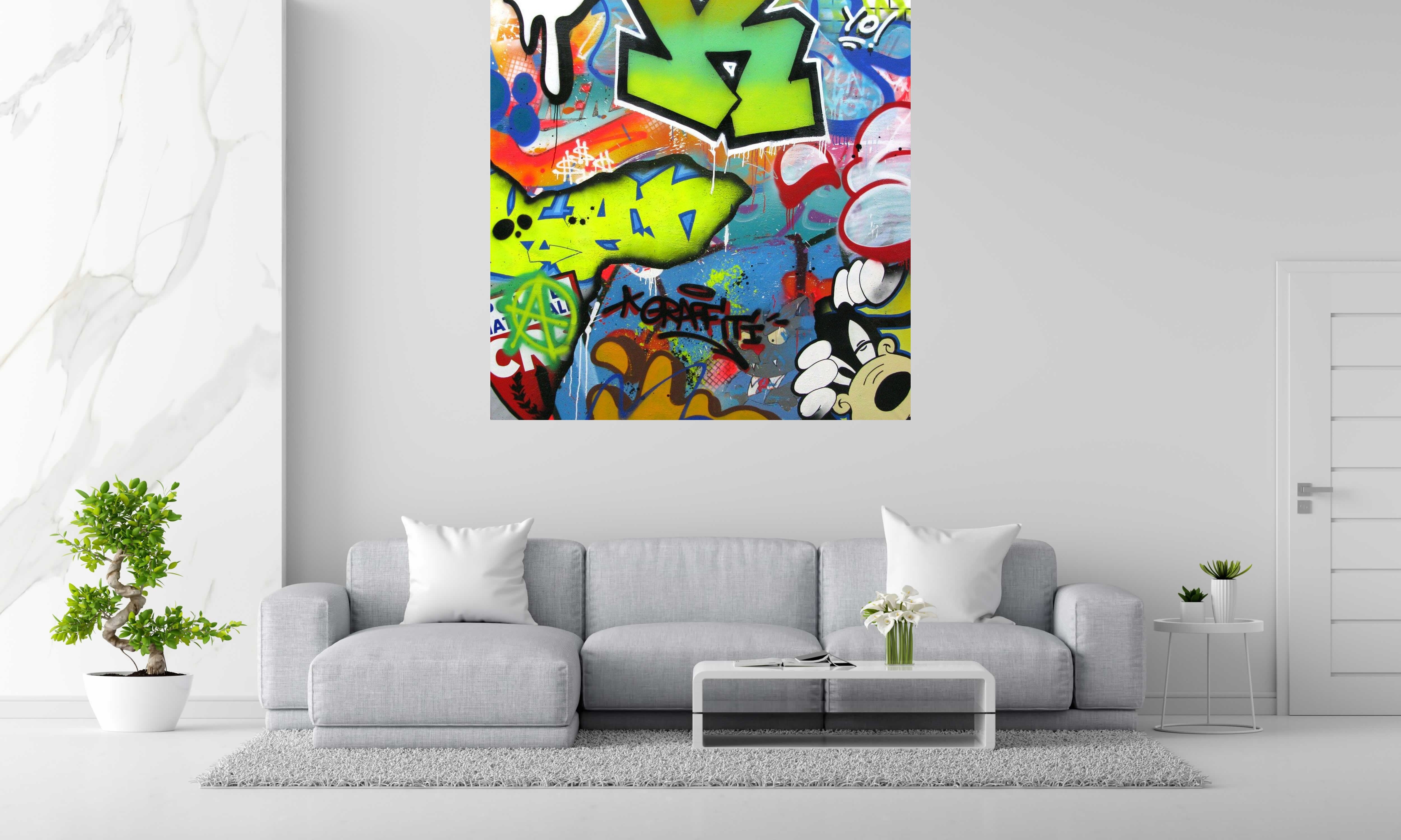 Tableau de KENY a pour titre MONEY MONEY style graffiti, street art dim : KENYprix:1700