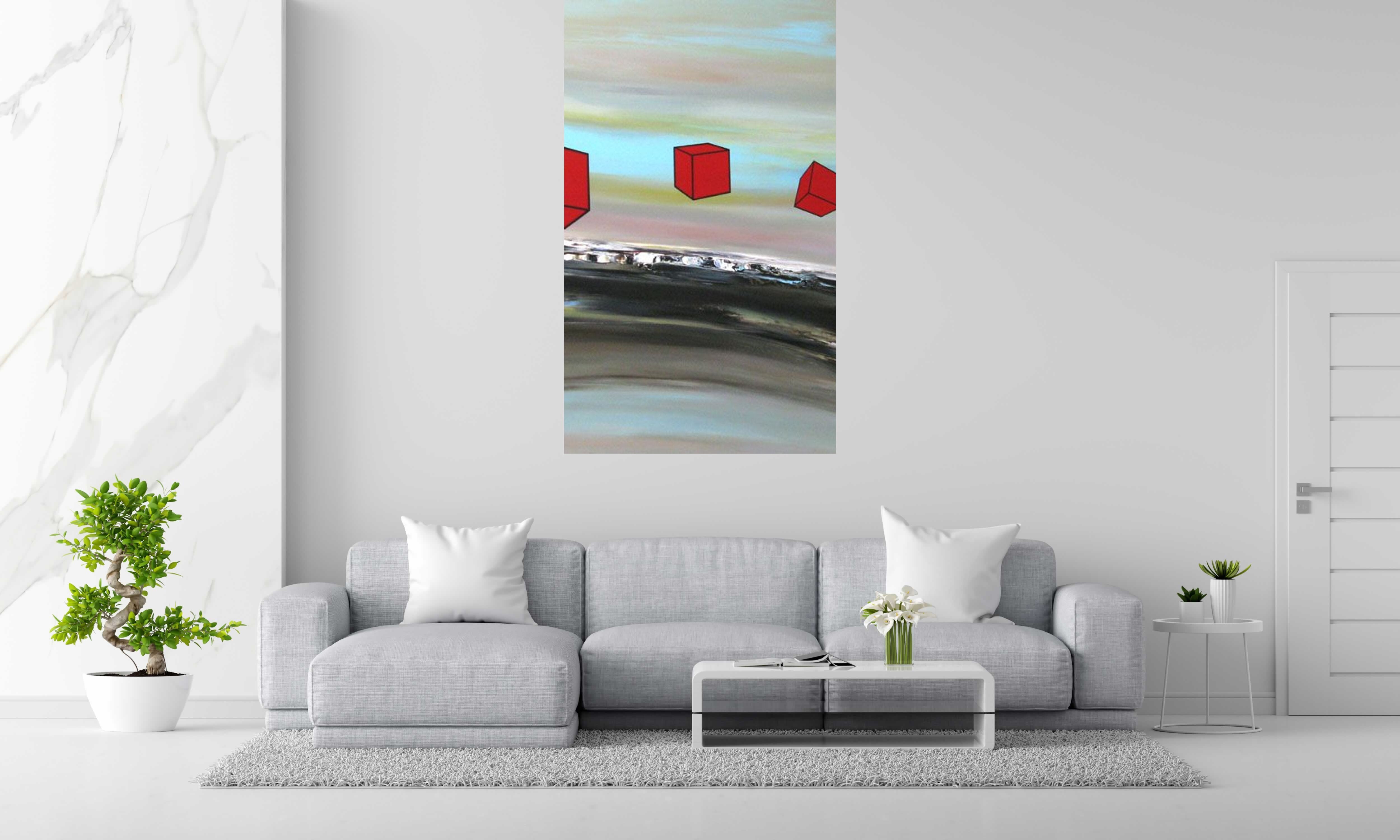 Tableau de RUELLE-MERCHER a pour titre VERS D'AUTRES PAYSAGES style abstrait dim : RUELLE-MERCHERprix:1600