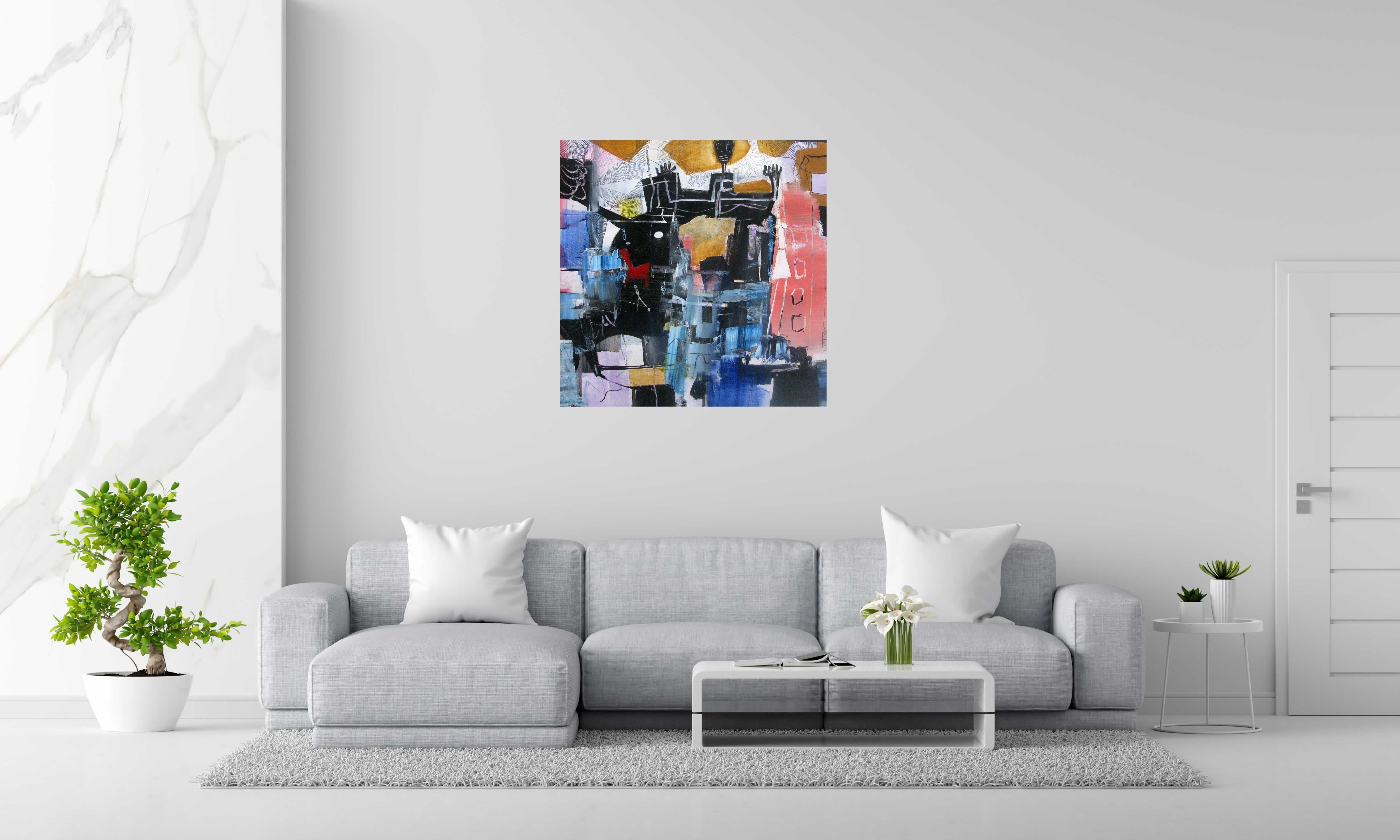 Tableau de JIHEM a pour titre PENSEES IMBRIQUEE 2 style abstrait dim : JIHEMprix: