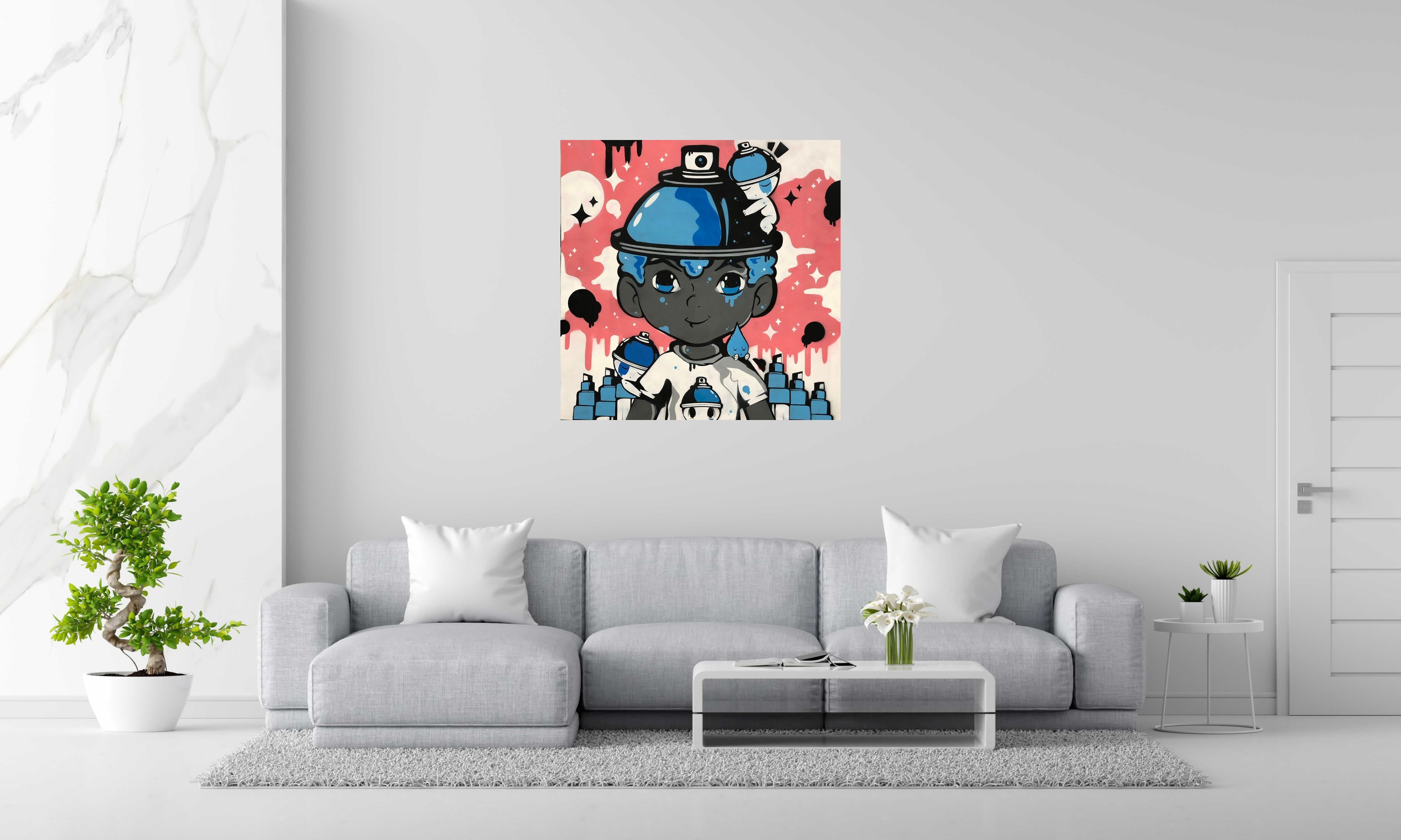 Tableau de JUAN SPRAY a pour titre GRAFFIKID style street art dim : JUAN SPRAYprix:850