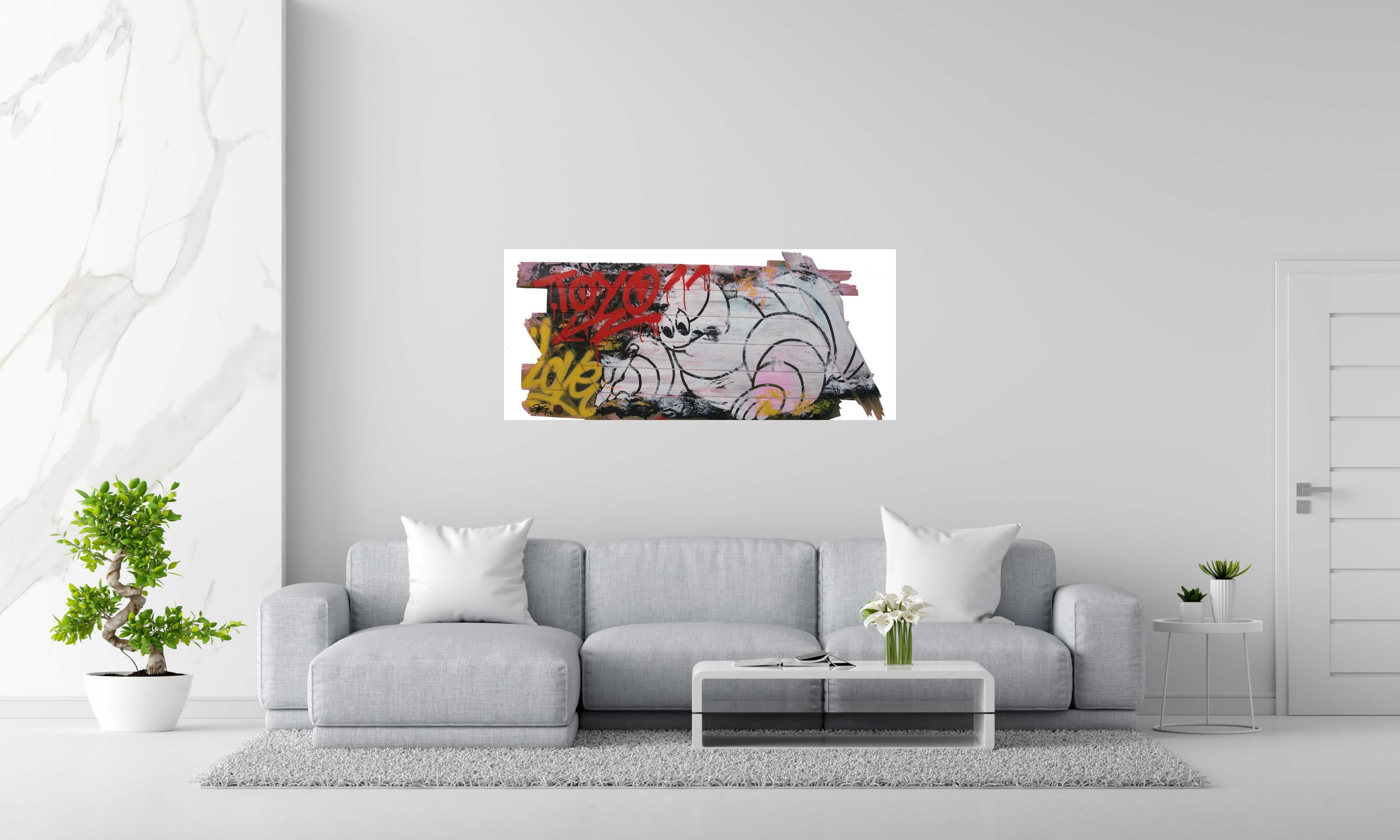 Tableau de JUG a pour titre TOYO MICHELIN style street pop art dim : JUGprix:950