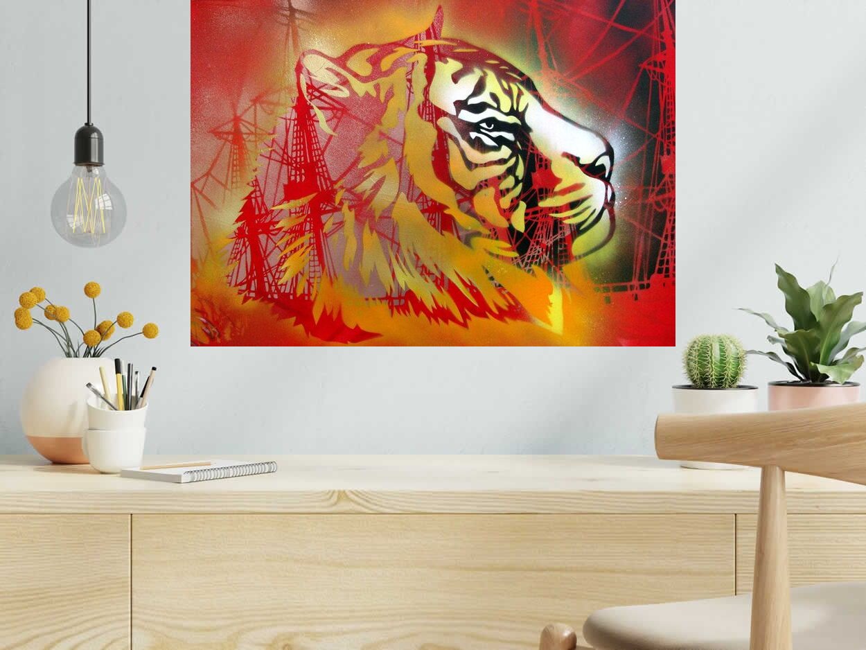 Tableau de KARO TRASS a pour titre CHAVOYAGE style street pop art, street art dim : KARO TRASSprix:350