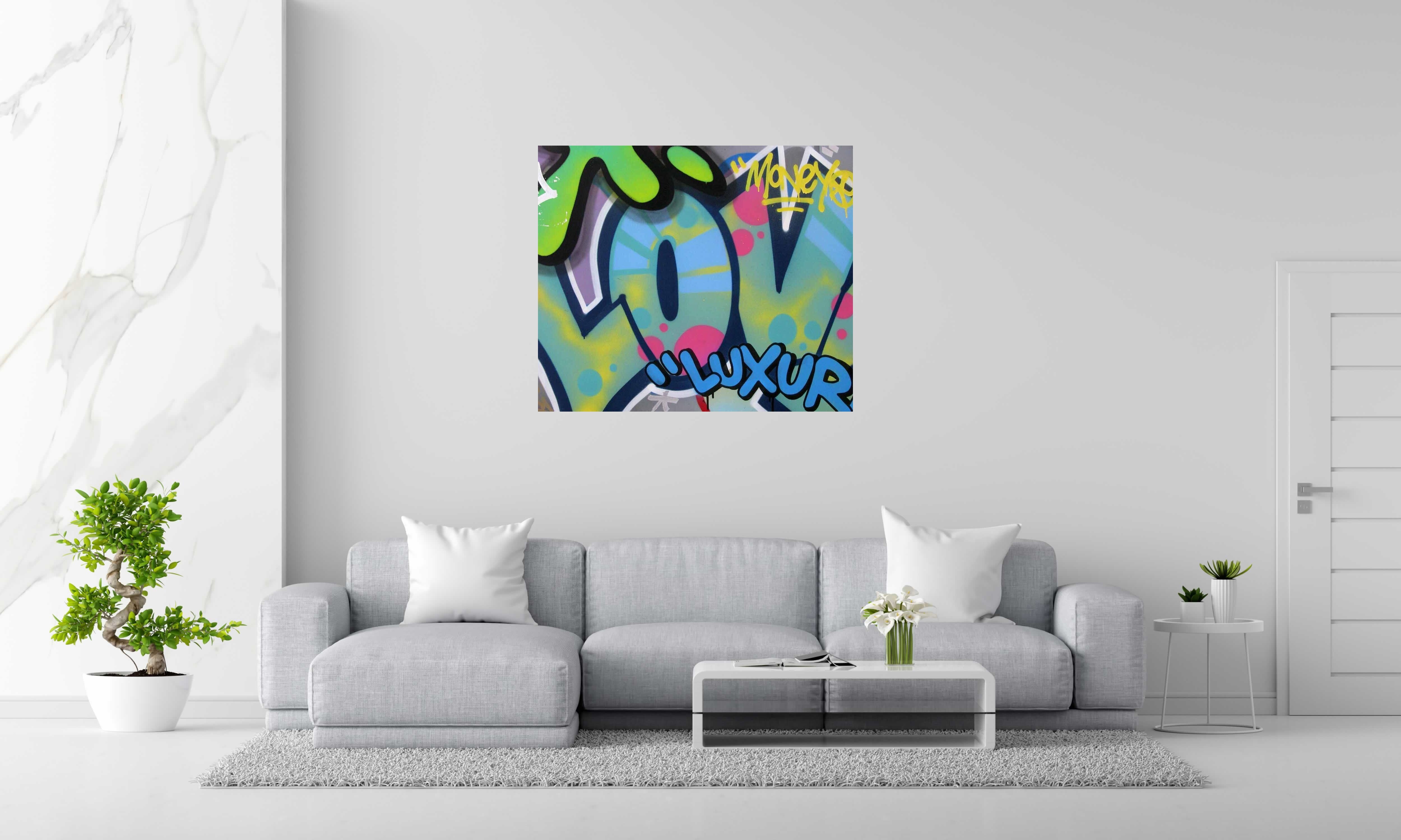 Tableau de KENY a pour titre SANS TITRE style graffiti, street art dim : KENYprix:900