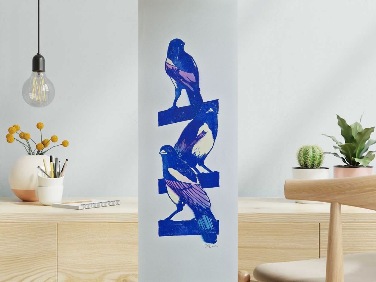 Editions d'art de OSRU a pour titre SKATE/3 PIES PAPOTENT BLEU ET VIOLET style figuratif dim : OSRUprix:70