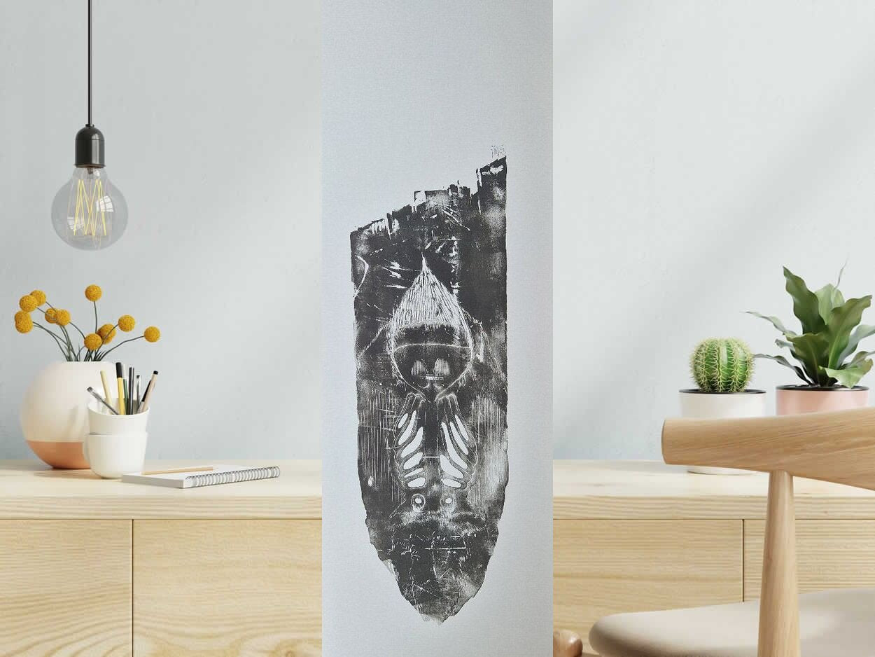 Editions d'art de OSRU a pour titre SKATE/BABOUIN NOIR style figuratif dim : OSRUprix:70