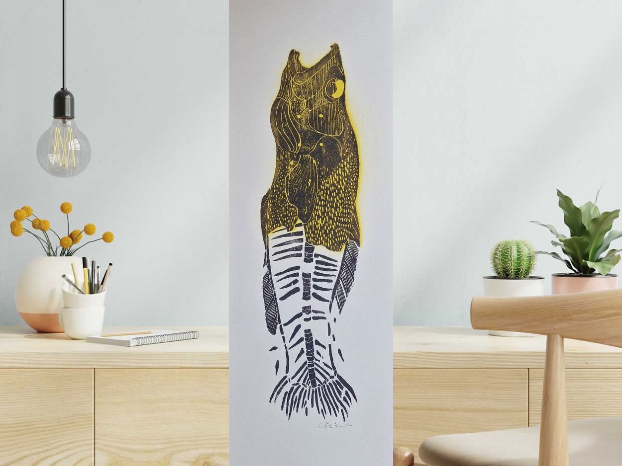 Editions d'art de OSRU a pour titre SKATE/POISSON JAUNE style figuratif dim : OSRUprix:70