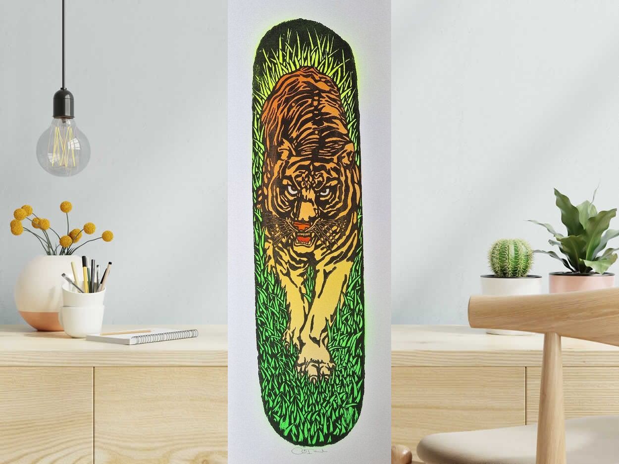 Editions d'art de OSRU a pour titre SKATE/TIGRE ORANGE style figuratif dim : OSRUprix:70