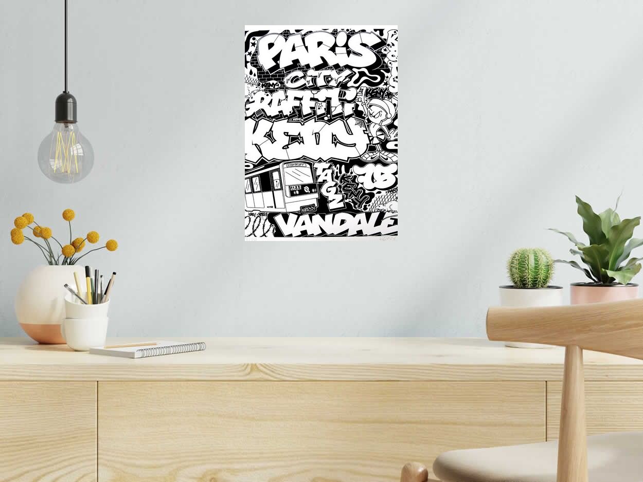 Editions d'art de KENY a pour titre PARIS CITY - BLACK style street pop art dim : KENYprix:70
