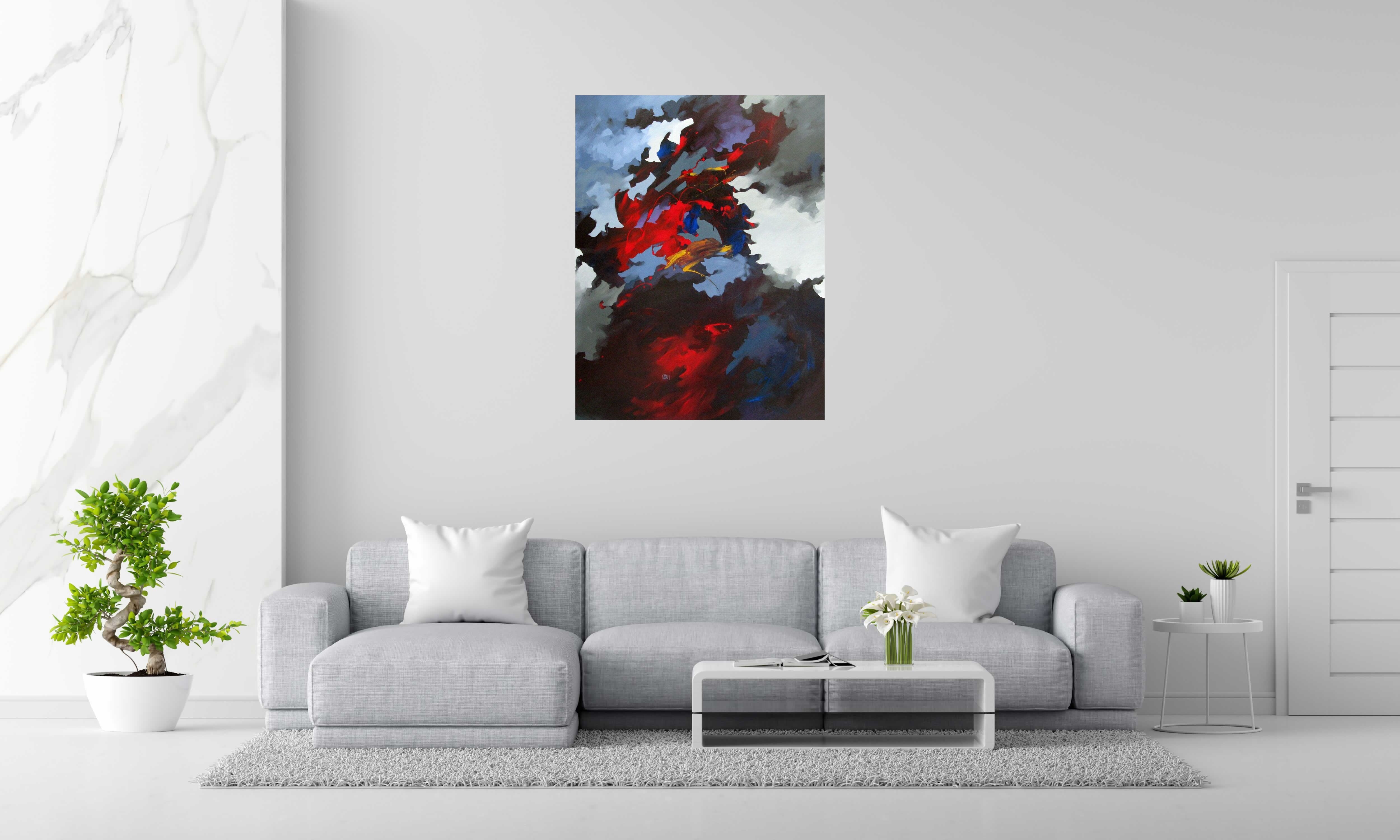 Tableau de BRUNEAU a pour titre LE CHATEAU DANS LE CIEL style abstrait dim : BRUNEAUprix: