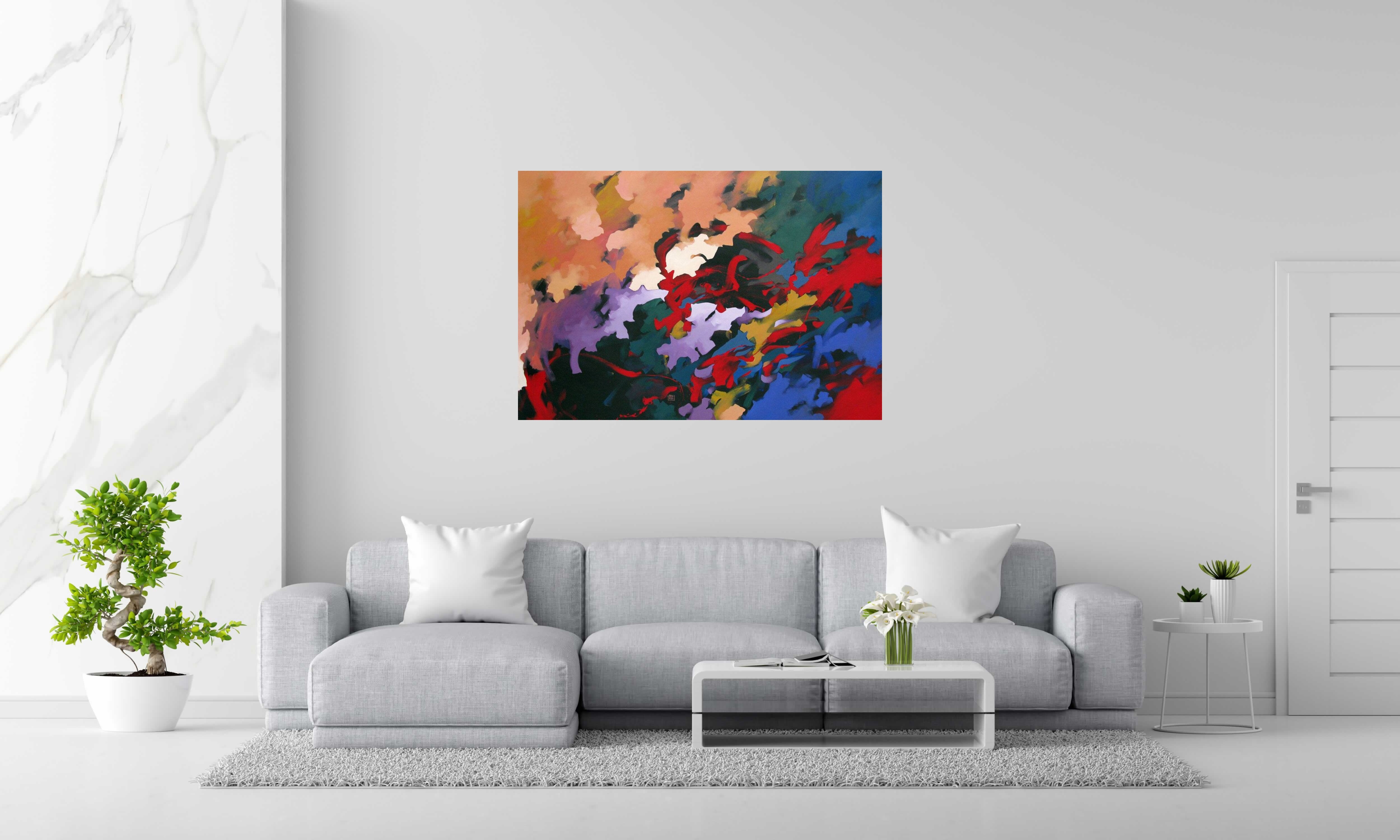Tableau de BRUNEAU a pour titre THE SCREAM OF THE BUTTERFLY style abstrait dim : BRUNEAUprix:1000
