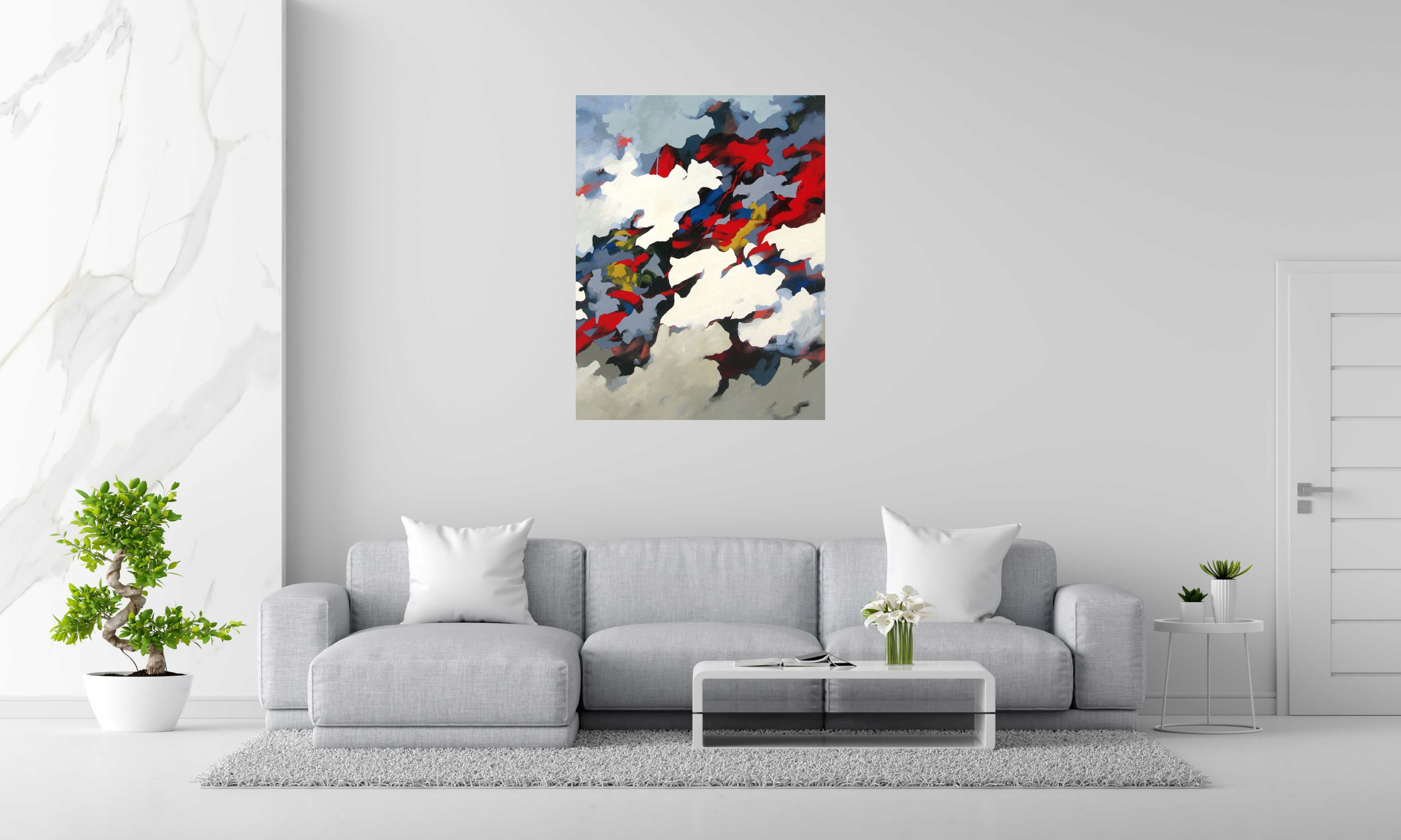 Tableau de BRUNEAU a pour titre CHRONIQUES DE L'OISEAU style abstrait dim : BRUNEAUprix: