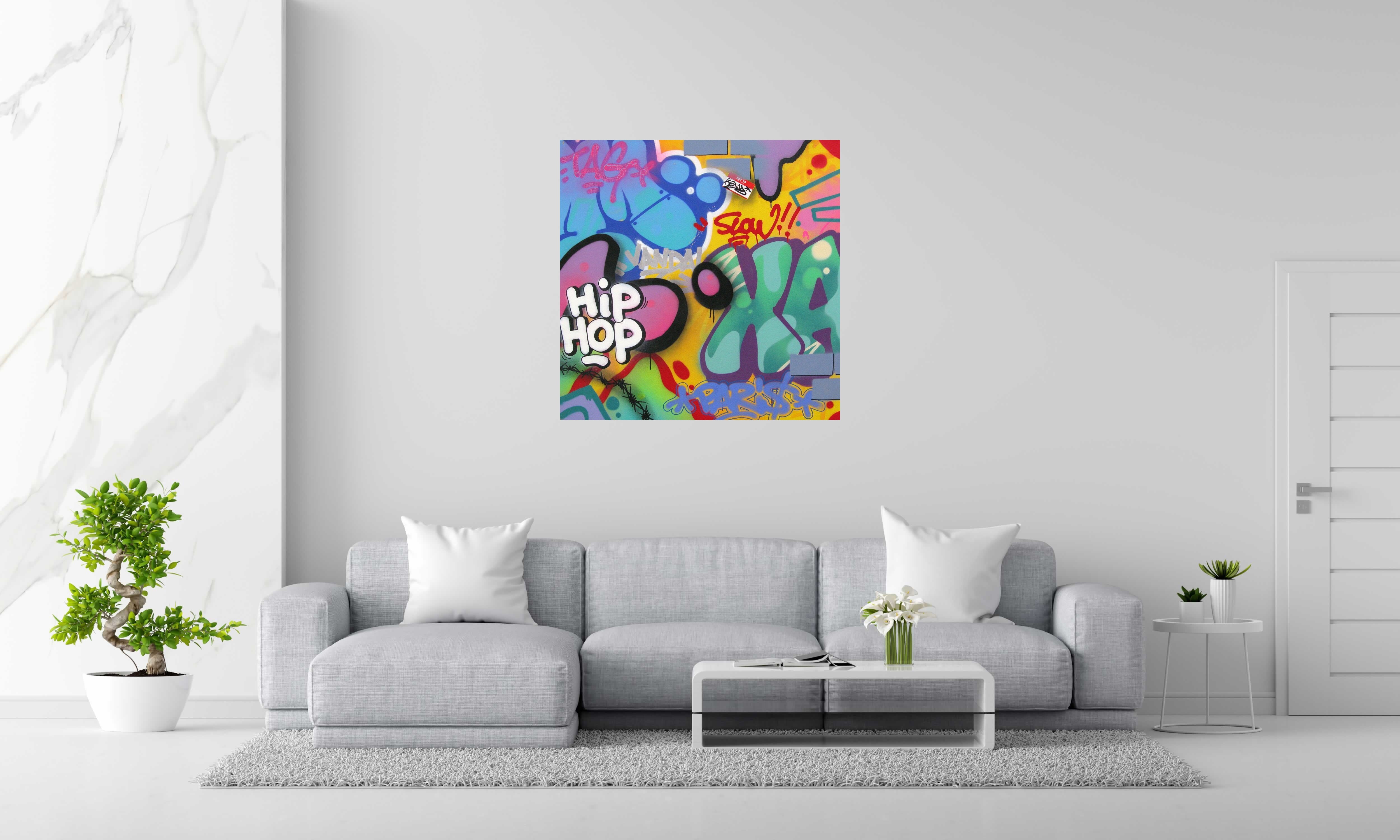 Tableau de KENY a pour titre HIP HOP style graffiti, street art dim : KENYprix:800