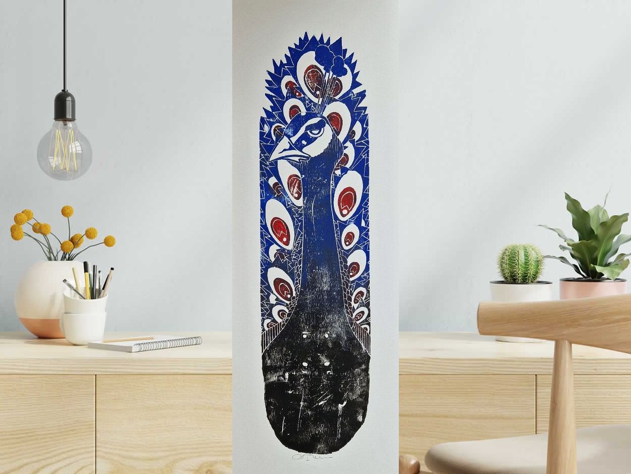Editions d'art de OSRU a pour titre SKATE/PAON BLEU style figuratif dim : OSRUprix:70
