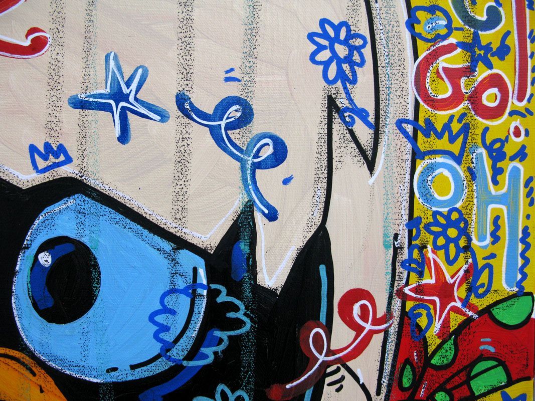 Tableau de RICO SAB a pour titre Oups style street pop art, street art dim : RICO SABprix:290