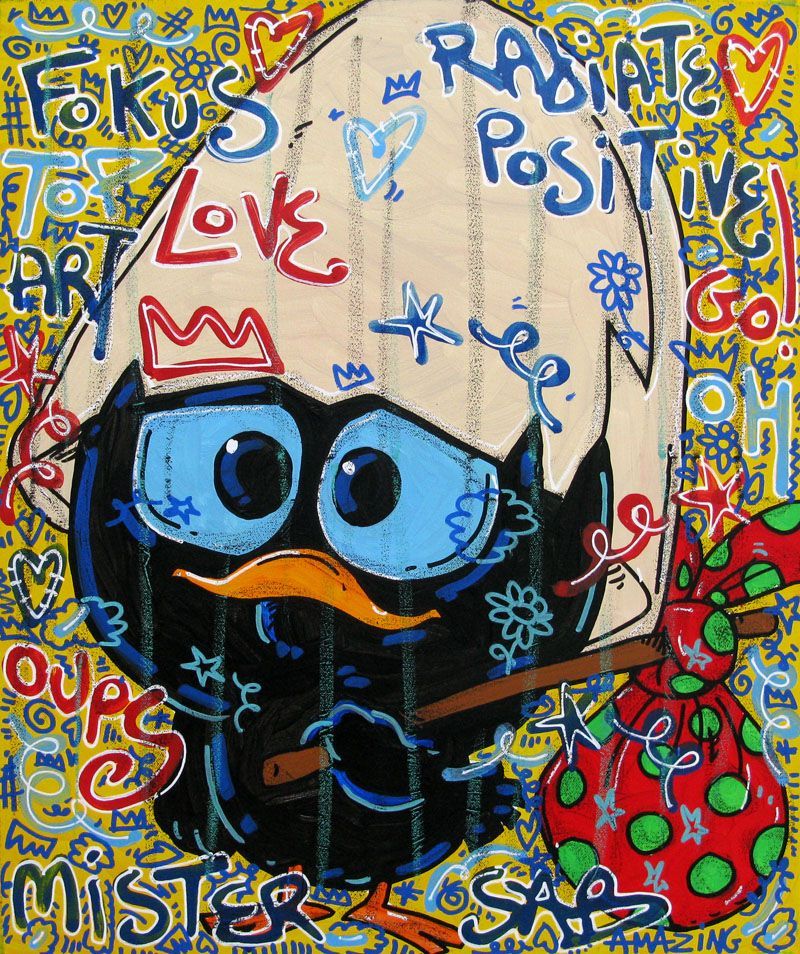 Tableau de RICO SAB a pour titre Oups style street pop art, street art dim : RICO SABprix:290