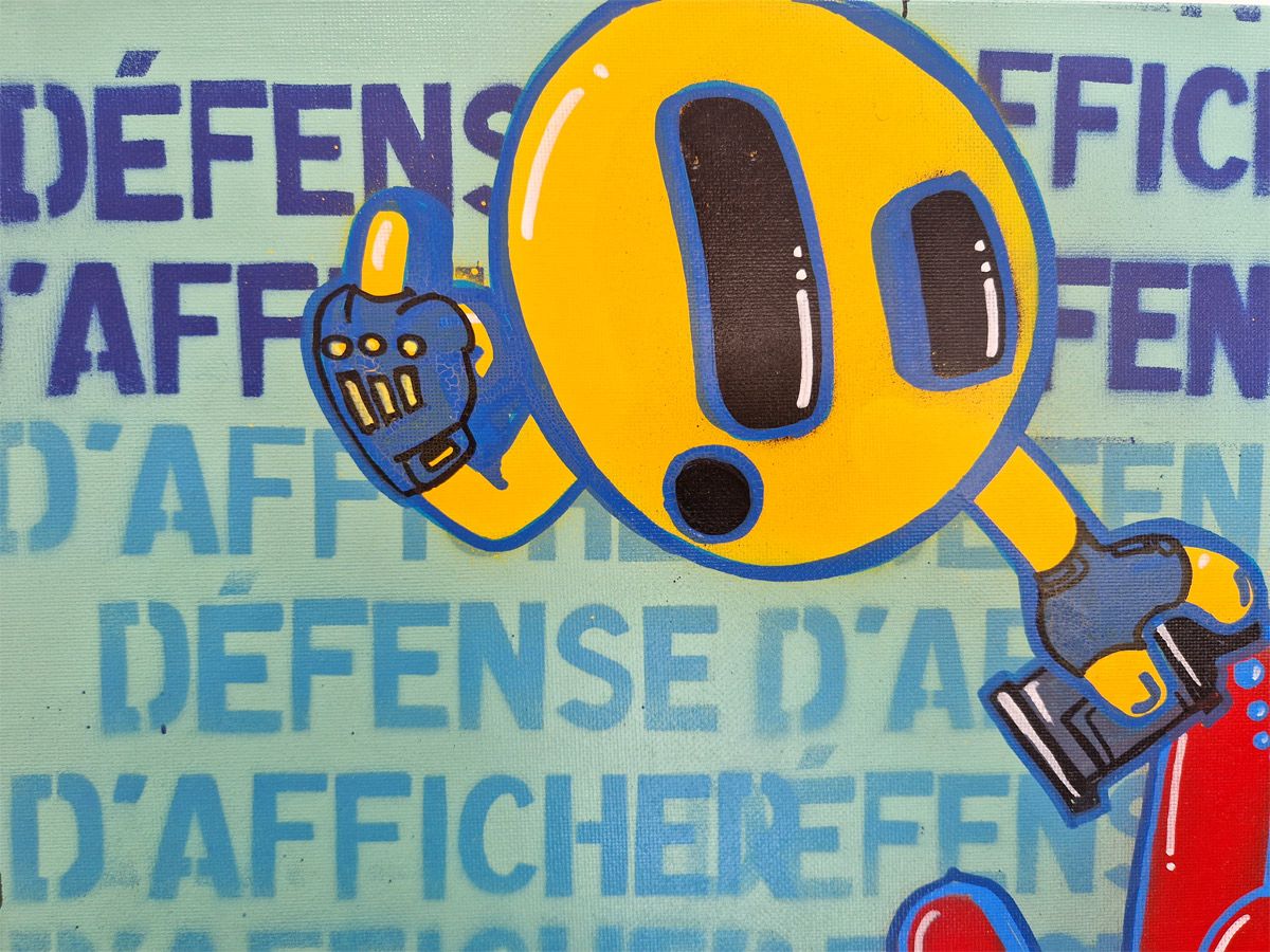 Tableau de GUTI a pour titre Outrage style street art dim : GUTIprix:250