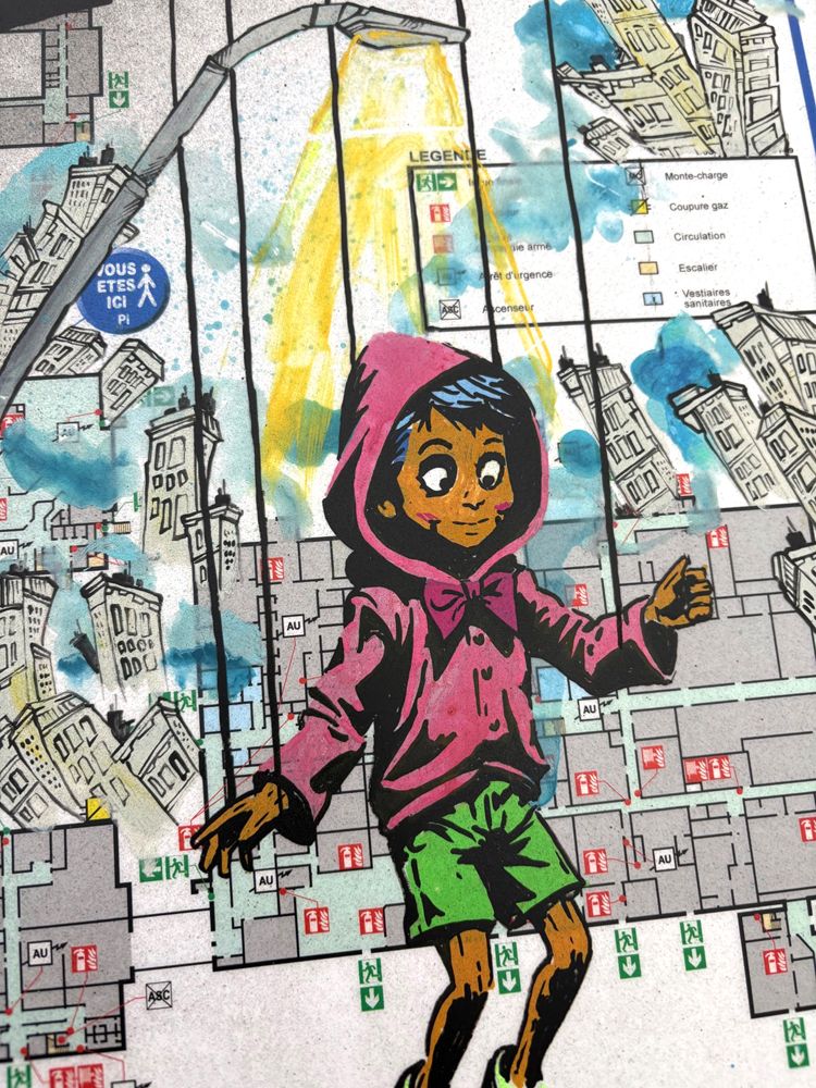 Dessin de Craig & Emer a pour titre PE Marionnette style street art dim : Craig & Emerprix:340