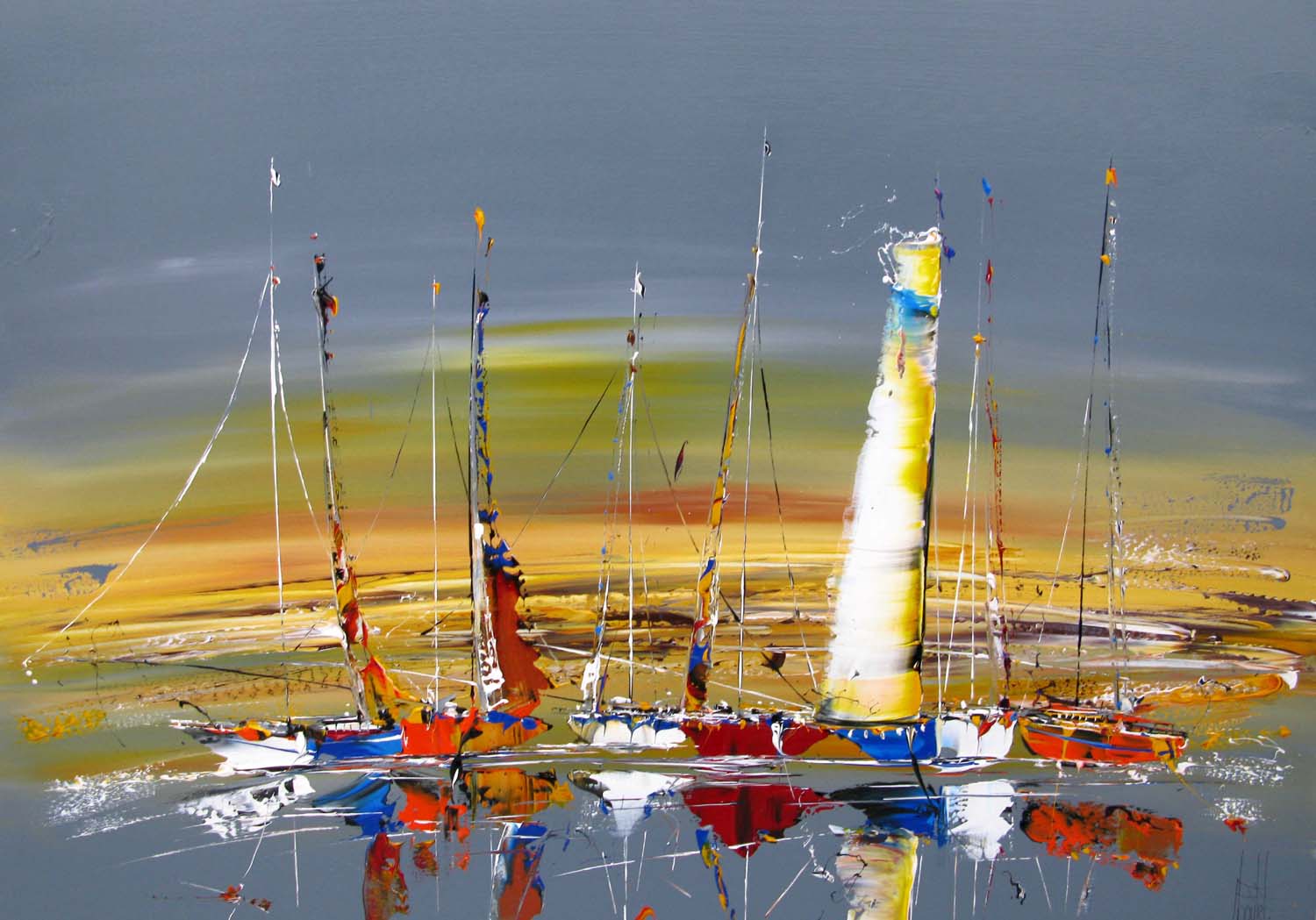 Peinture abstraite format xxl MARINE ABSTRAITE 2024-58 – F. BOUTET – 140 × 100 cm