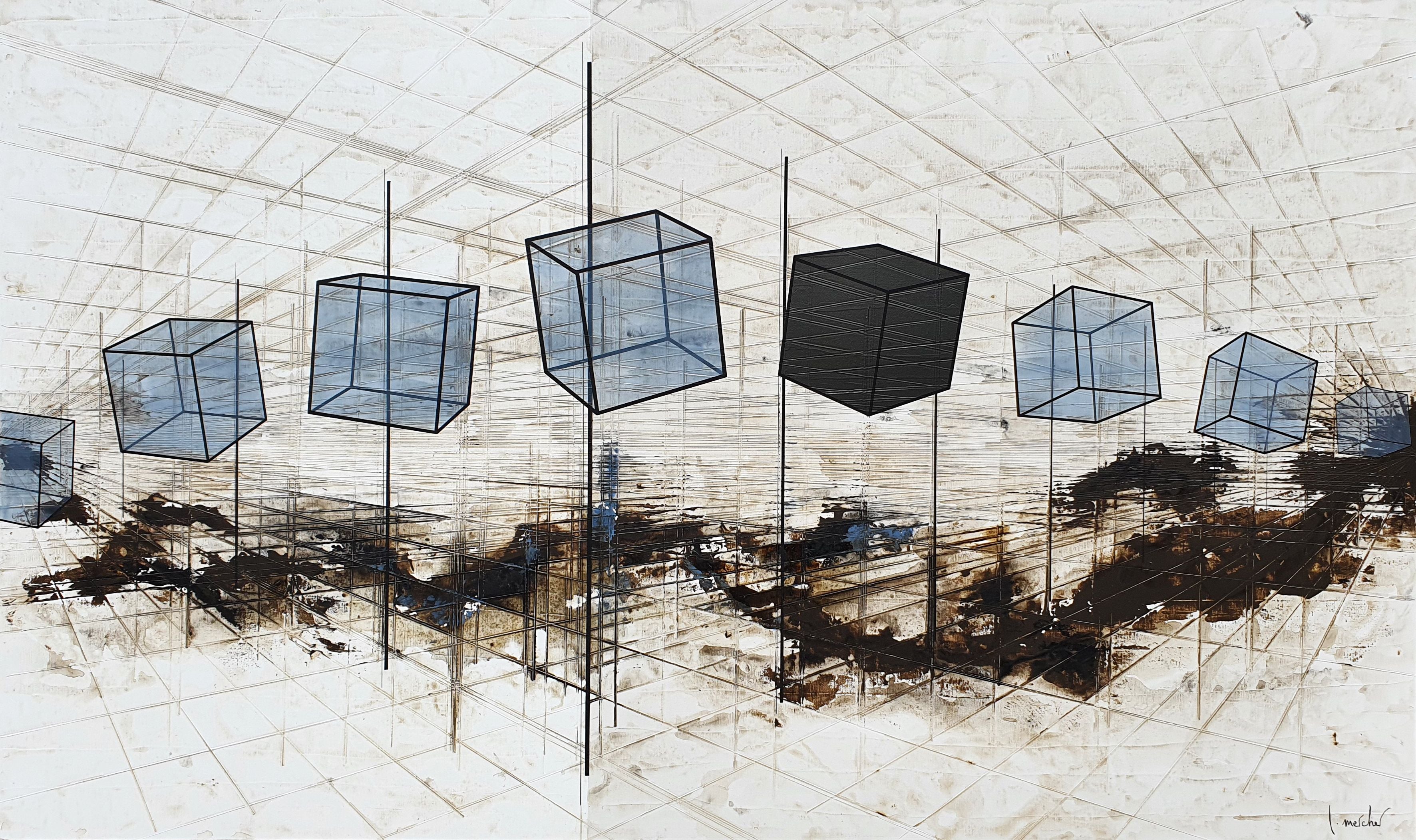 Peinture abstraite format xxl CROSSING – LUDOVIC MERCHER – 162 × 97 cm