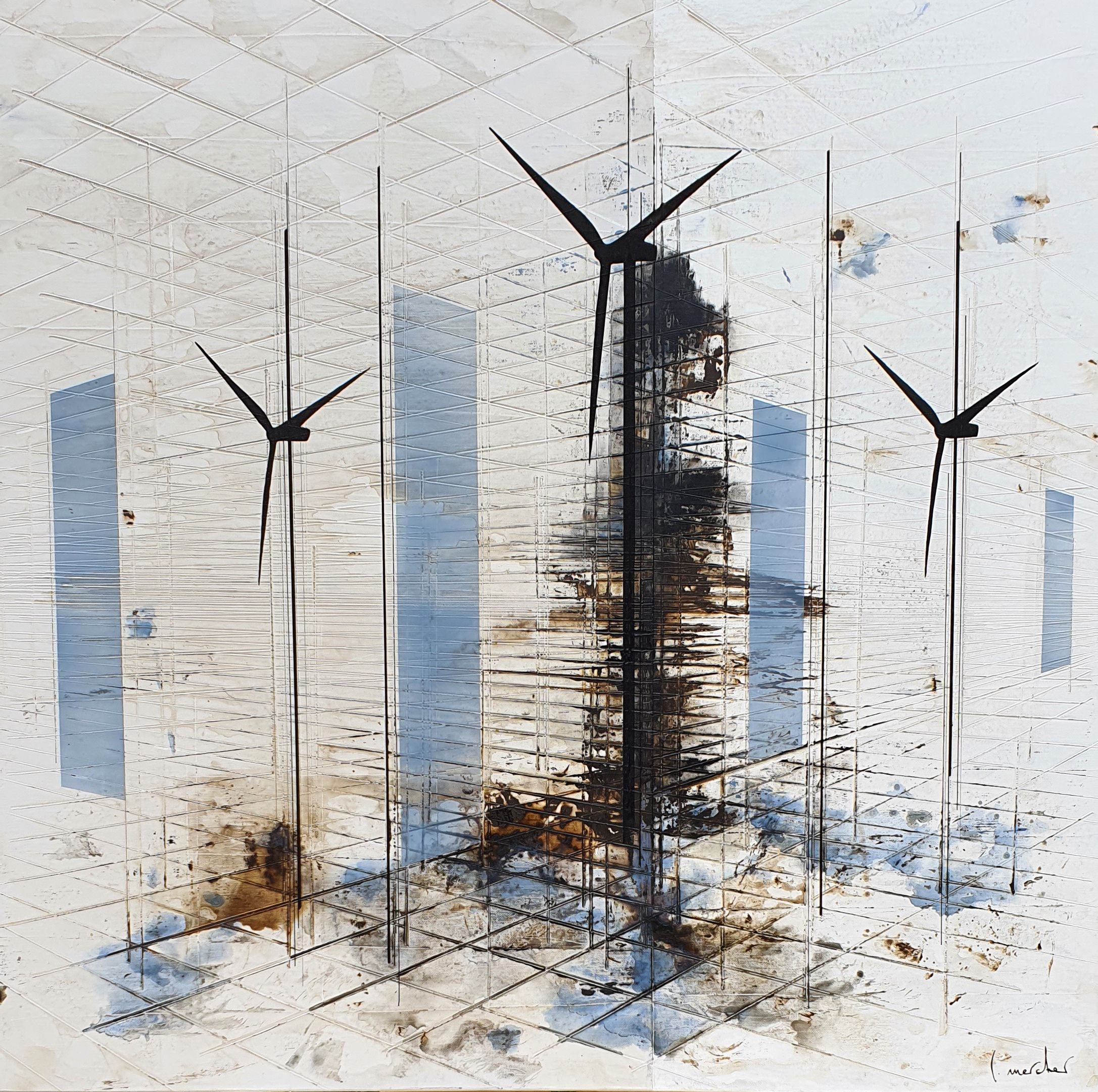 Peinture abstraite format xxl ENERGY – LUDOVIC MERCHER – 80 × 80 cm