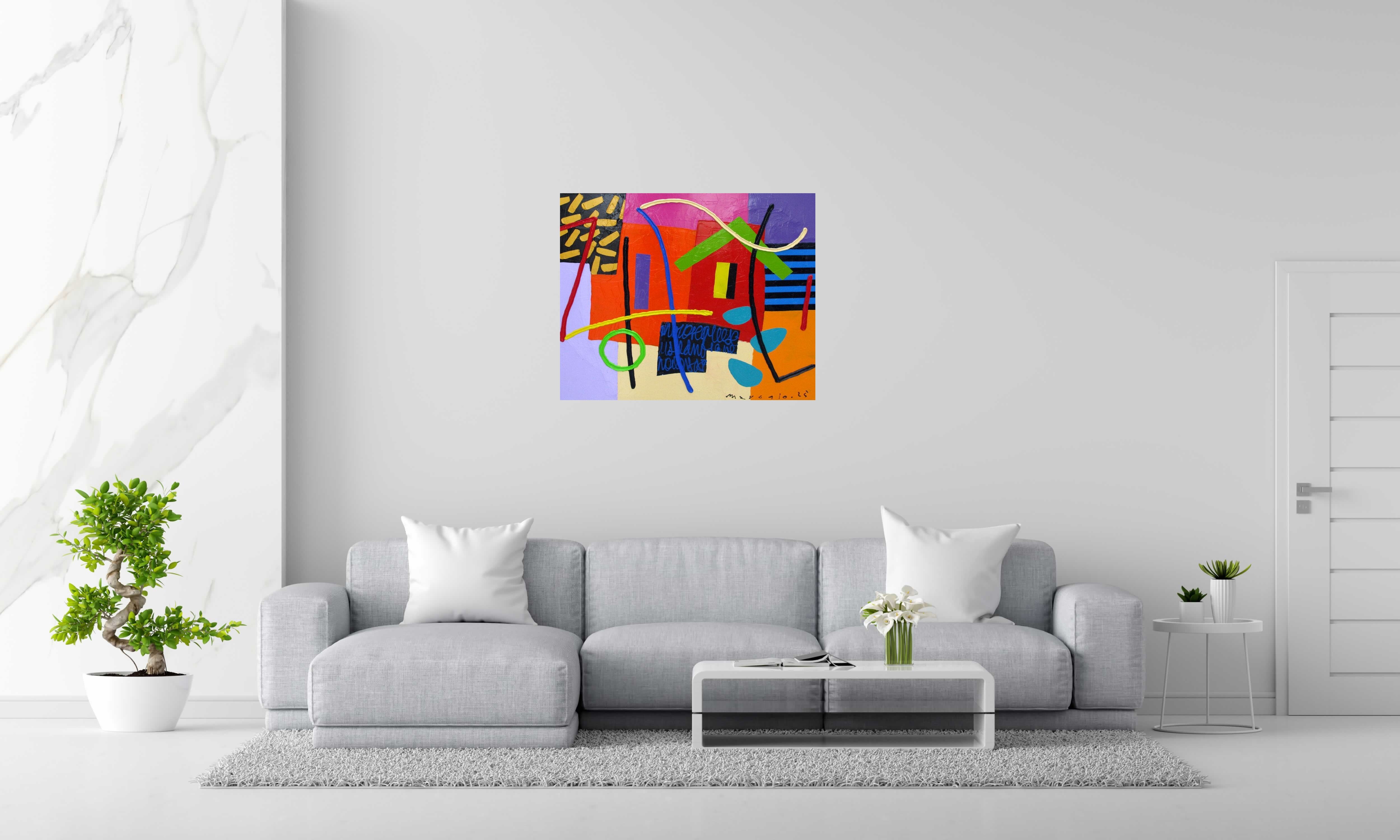 Peinture Espacios 2 de MARCELLO CID SAINT JEAN dans un intérieur – 100 × 81 cm